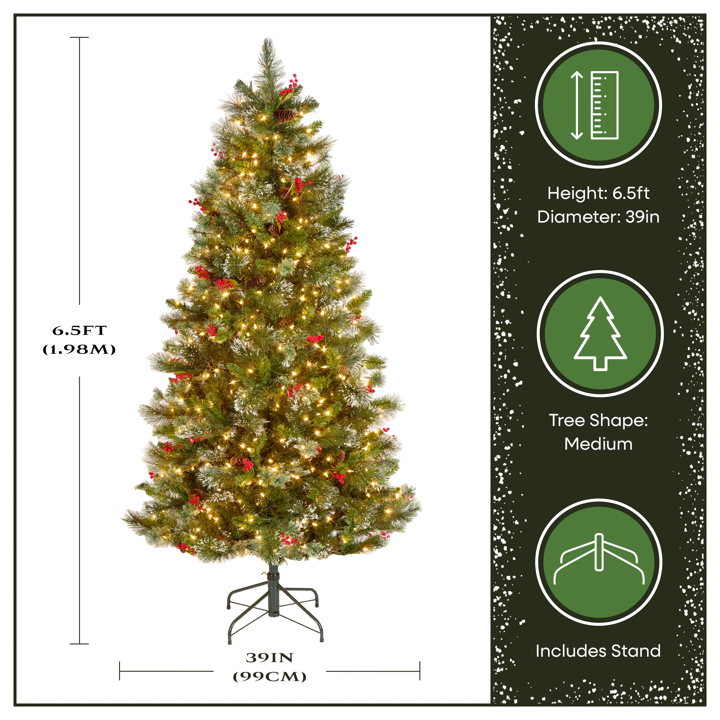6.5 ft. Pre-Lit Wintry Pine Medium Tree with Clear Lights - Image 4