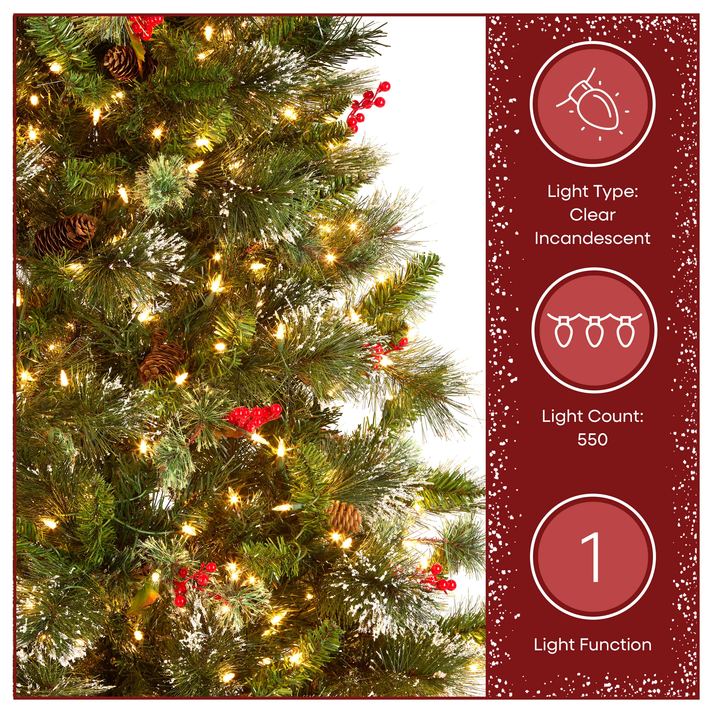 6.5 ft. Pre-Lit Wintry Pine Medium Tree with Clear Lights - Image 6