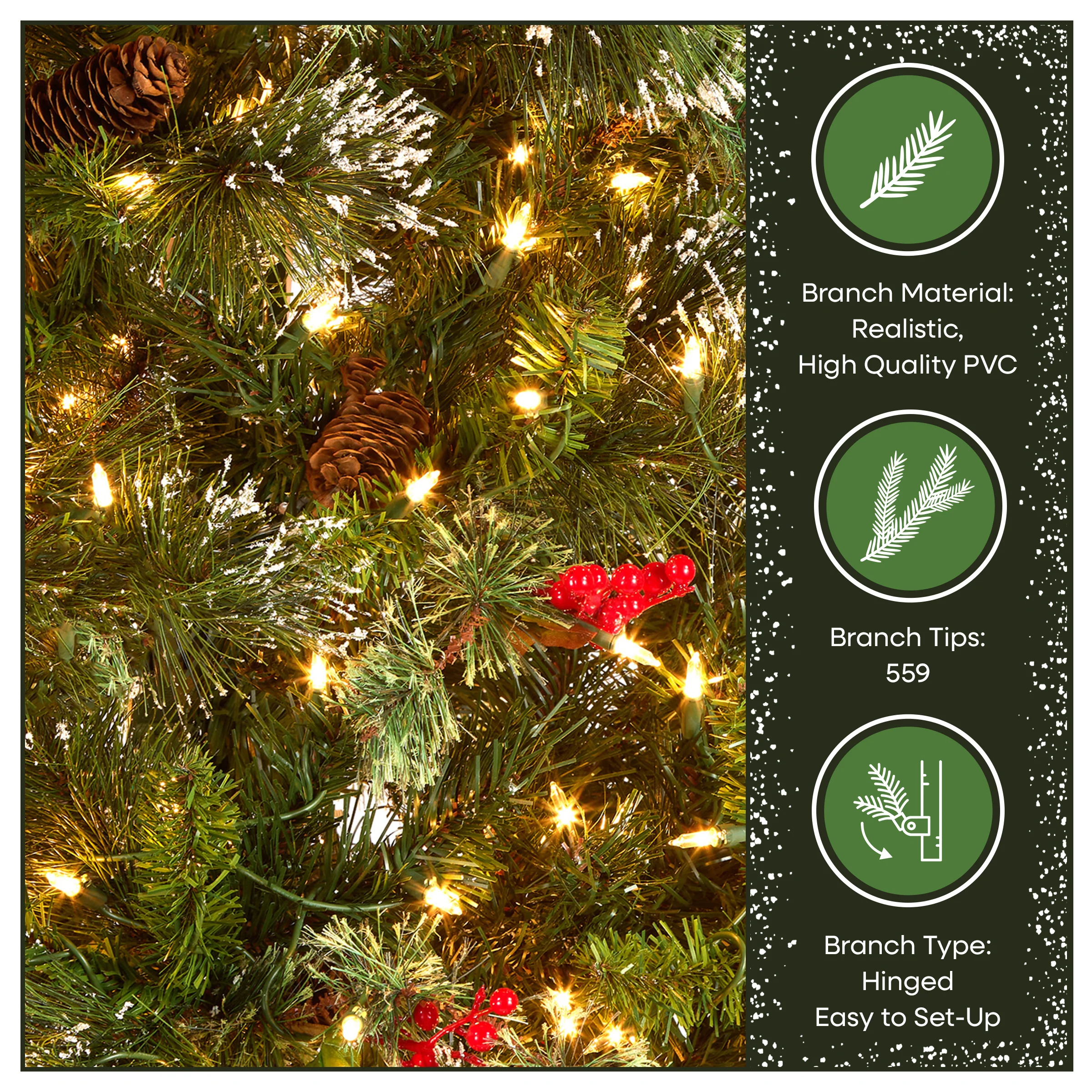 6.5 ft. Pre-Lit Wintry Pine Medium Tree with Clear Lights - Image 7