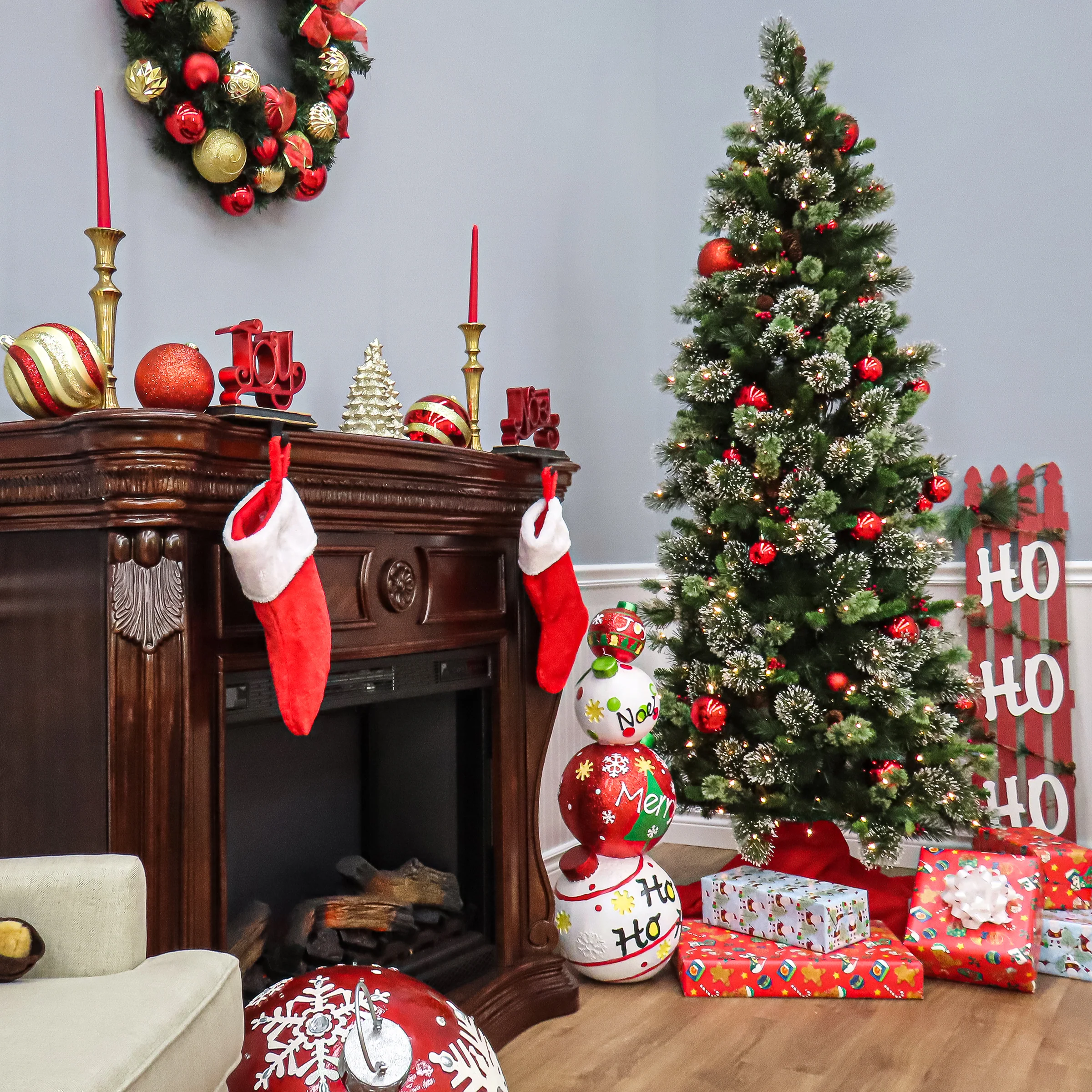 6.5 ft. Pre-Lit Wintry Pine Slim Tree with Clear Lights - Image 5