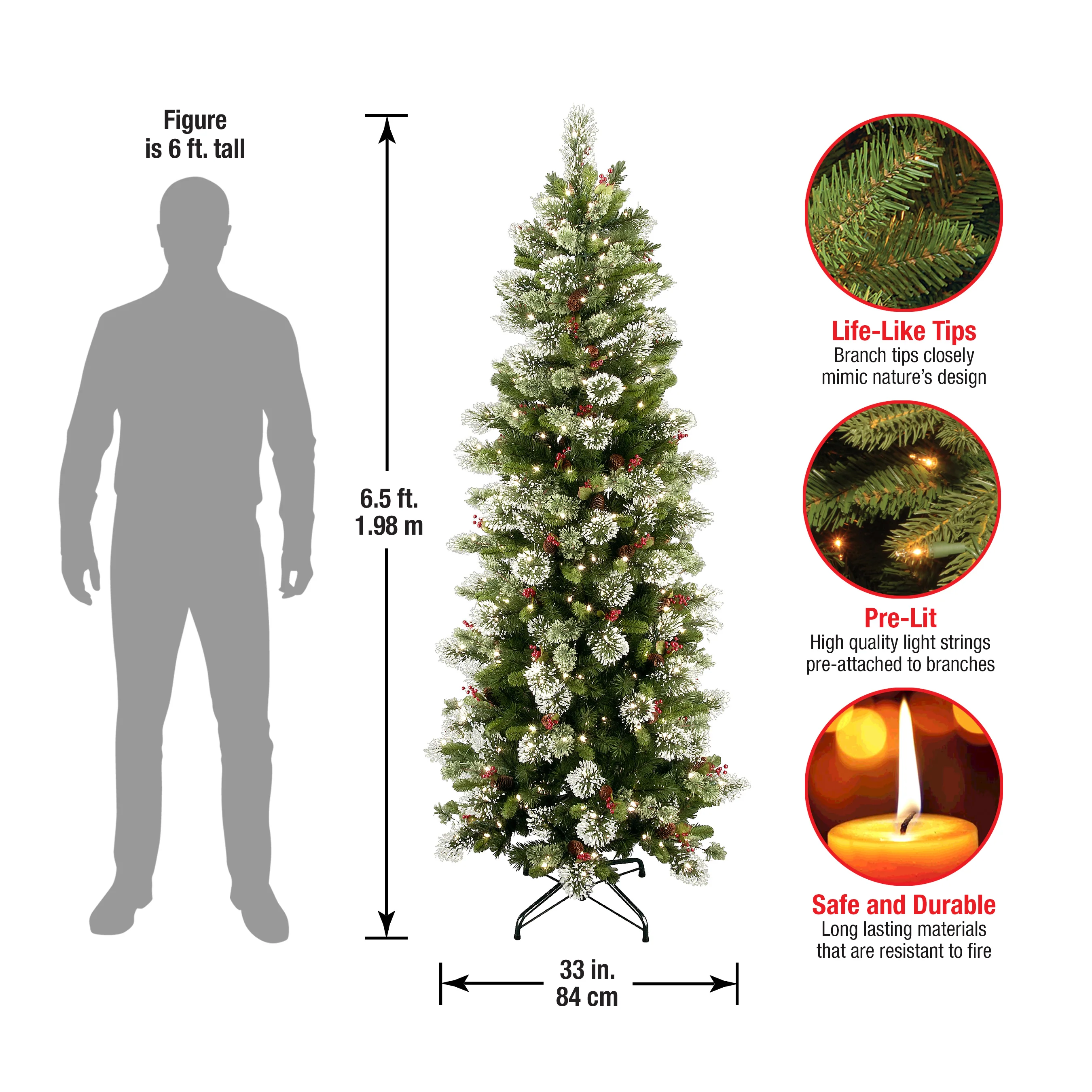 6.5 ft. Pre-Lit Wintry Pine Slim Tree with Clear Lights - Image 6