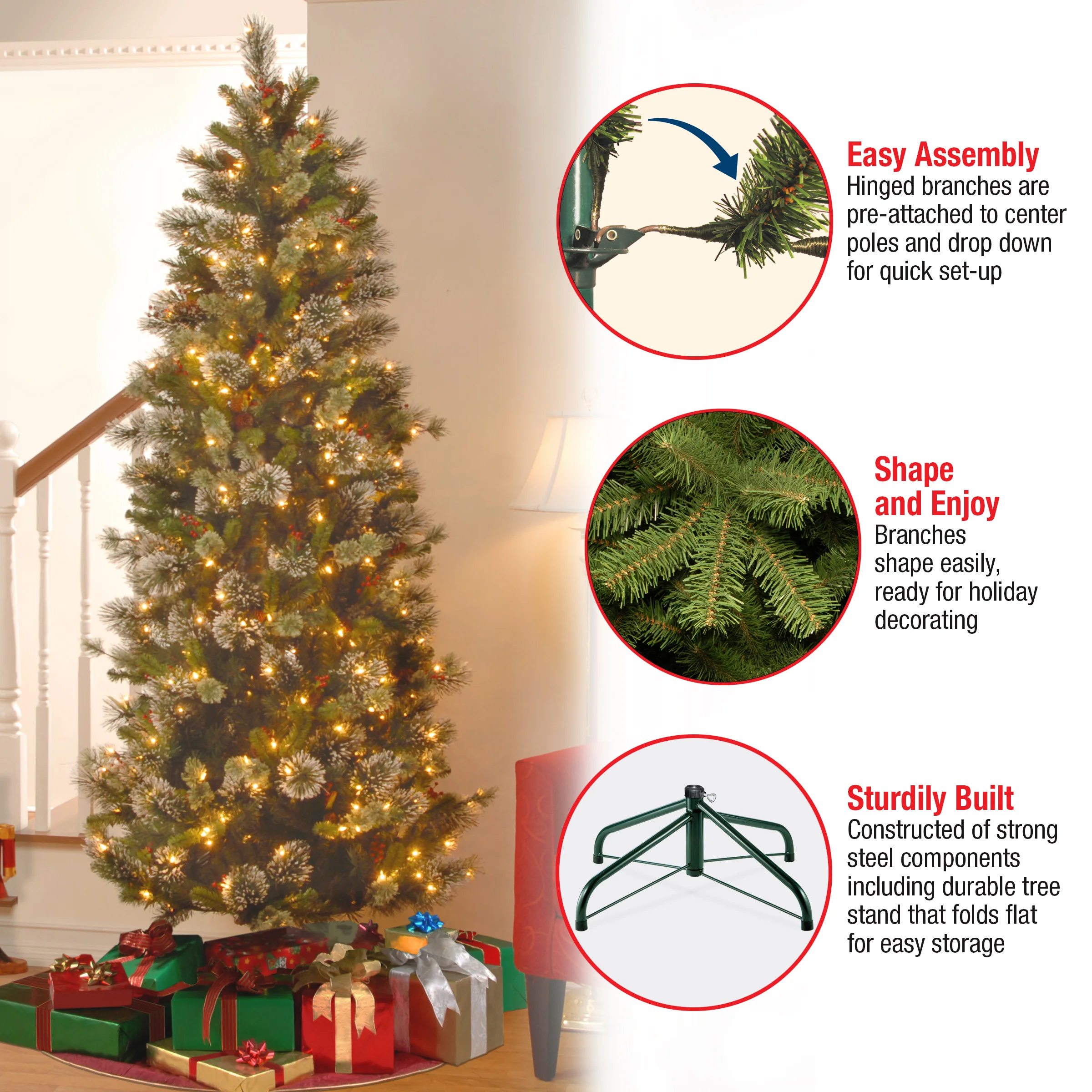 6.5 ft. Pre-Lit Wintry Pine Slim Tree with Clear Lights - Image 8