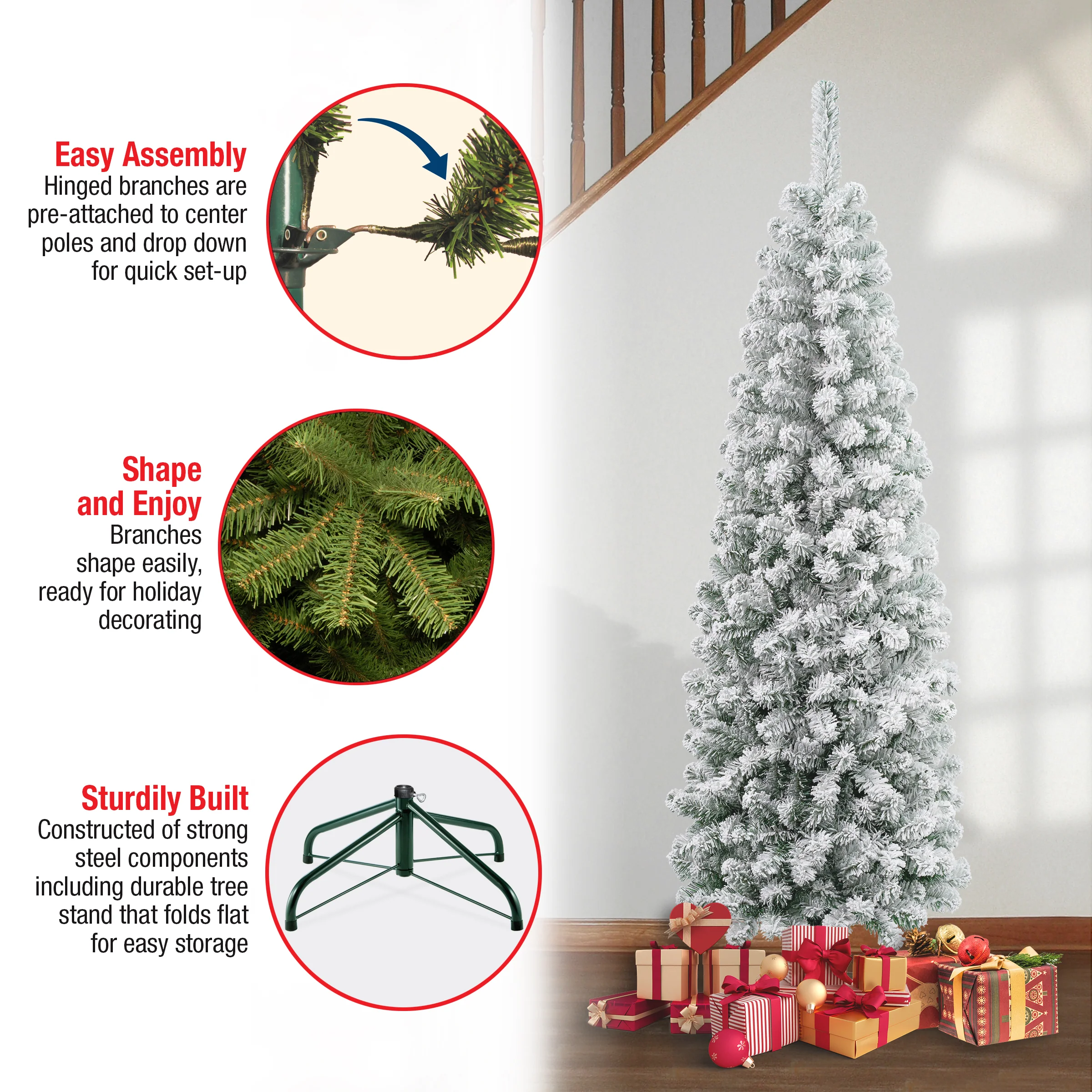 6 ft. Acacia Pencil Slim Flocked Tree - Image 5