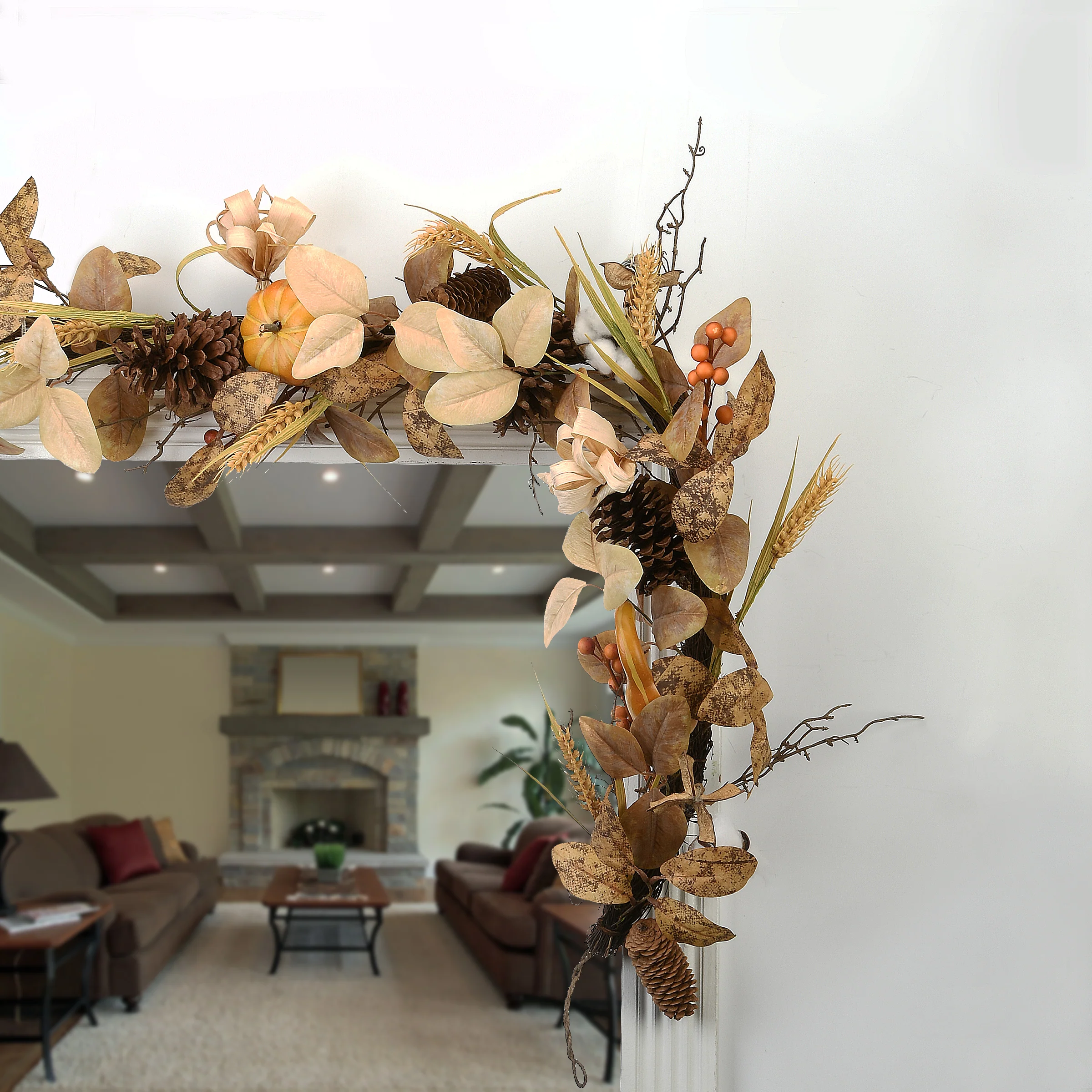 6 ft. Autumn Pine Nut Garland - Image 2