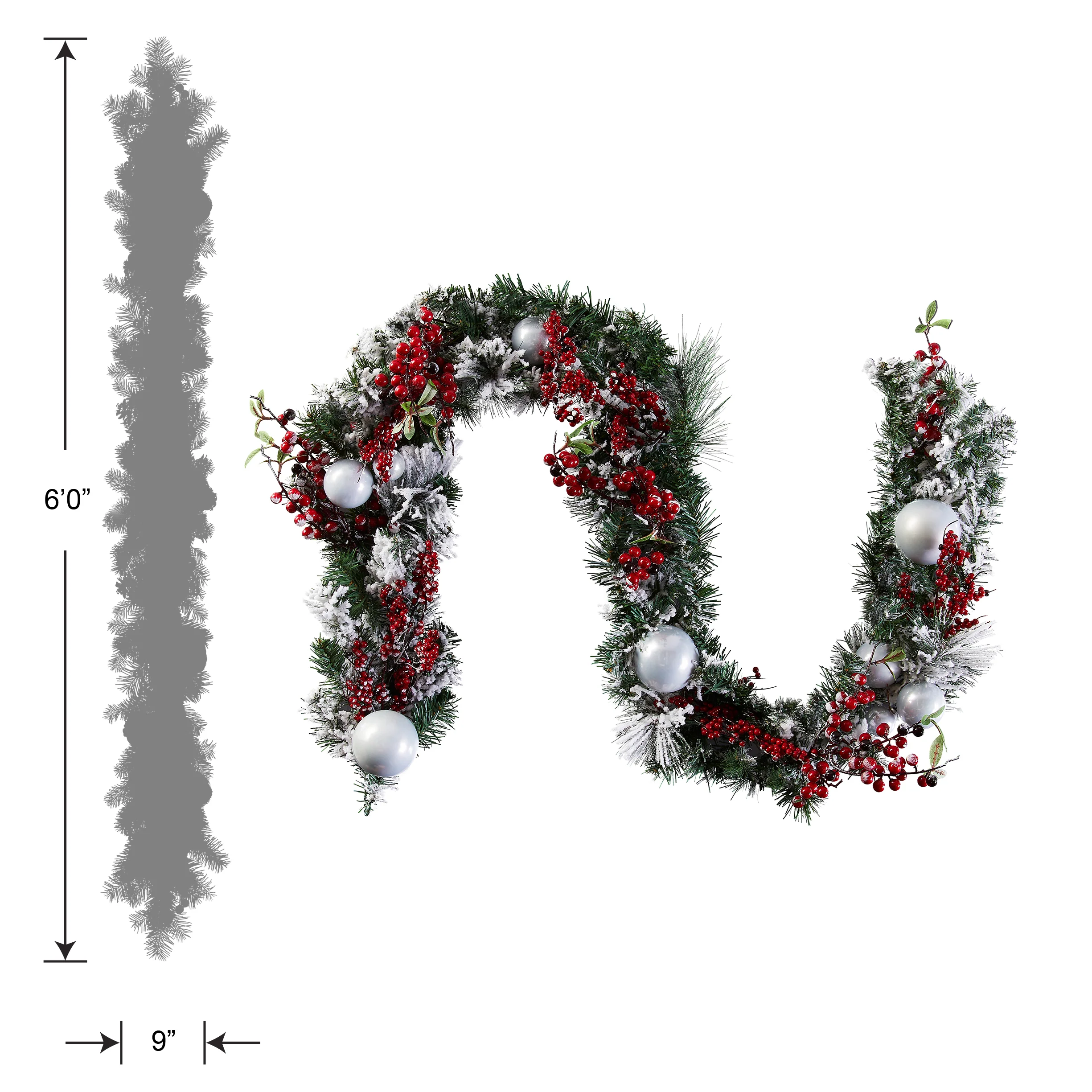 6 ft. Christmas Collection Evergreen Decorated Garland - Image 6