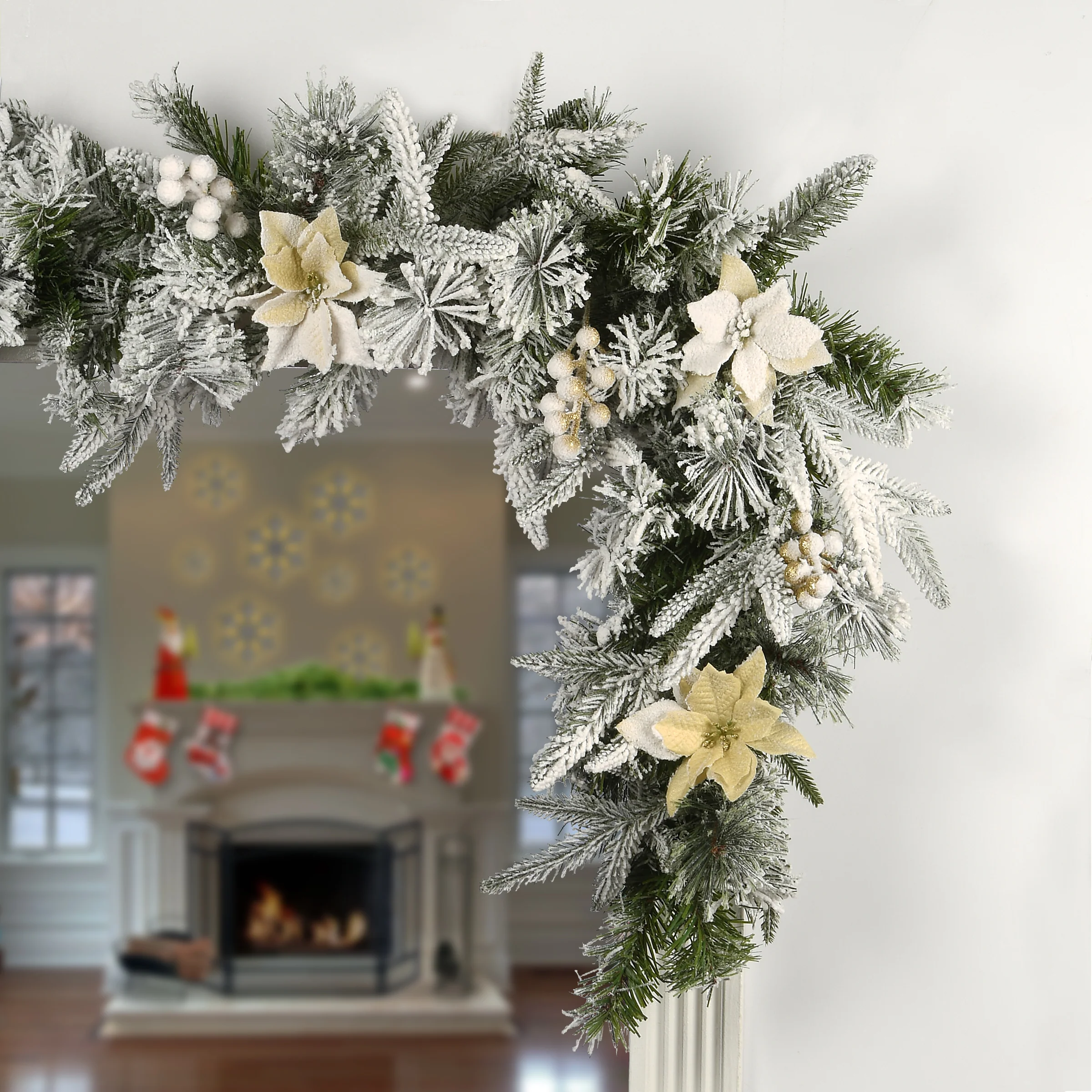 6 ft. Frosted Colonial Fir Garland - Image 2