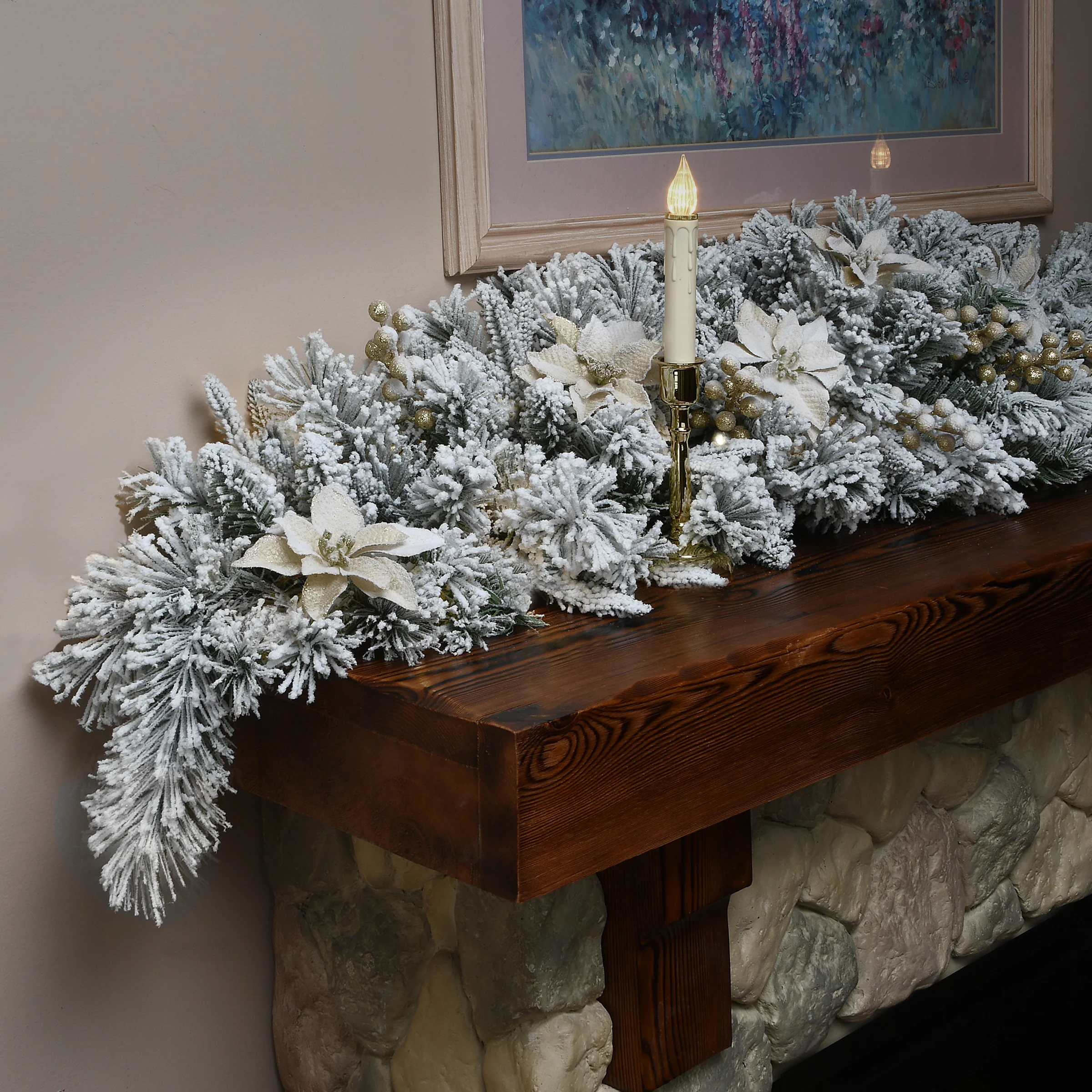 6 ft. Frosted Colonial Fir Mantle Swag - Image 2