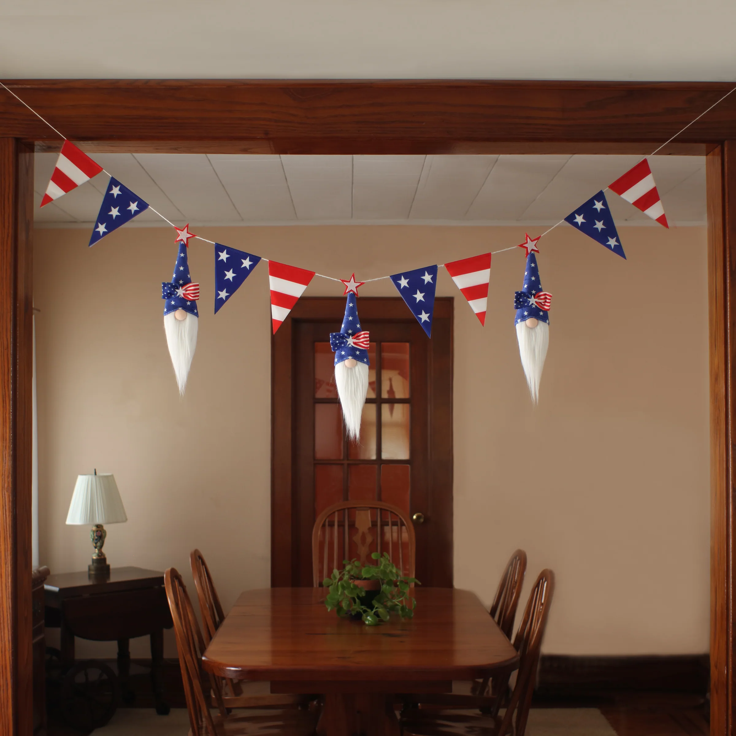 6 ft. Patriotic Flags and Blue Gnomes Garland - Image 2