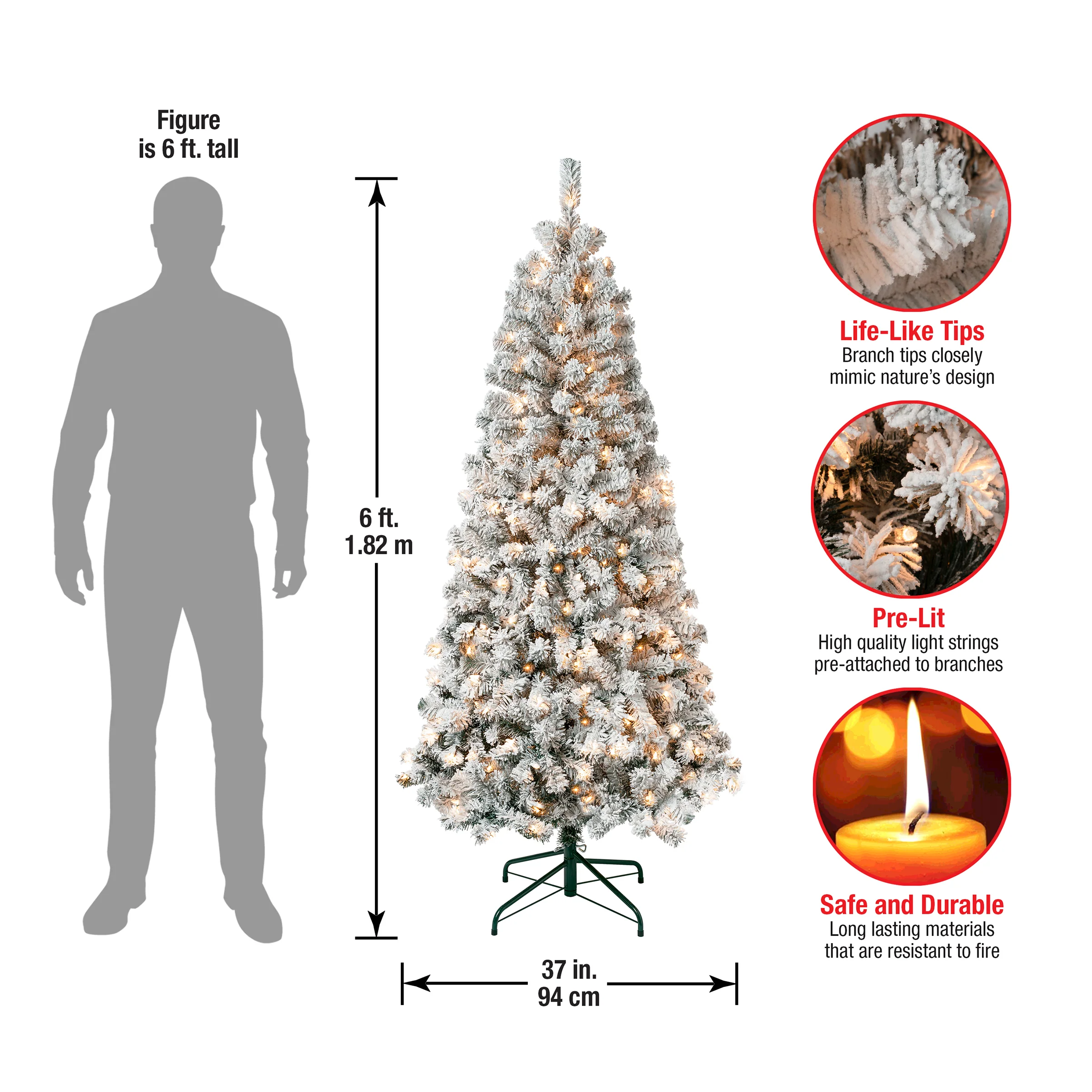 6 ft. Pre-Lit Acacia Slim Tree with Clear Lights, Plug-In - Image 4