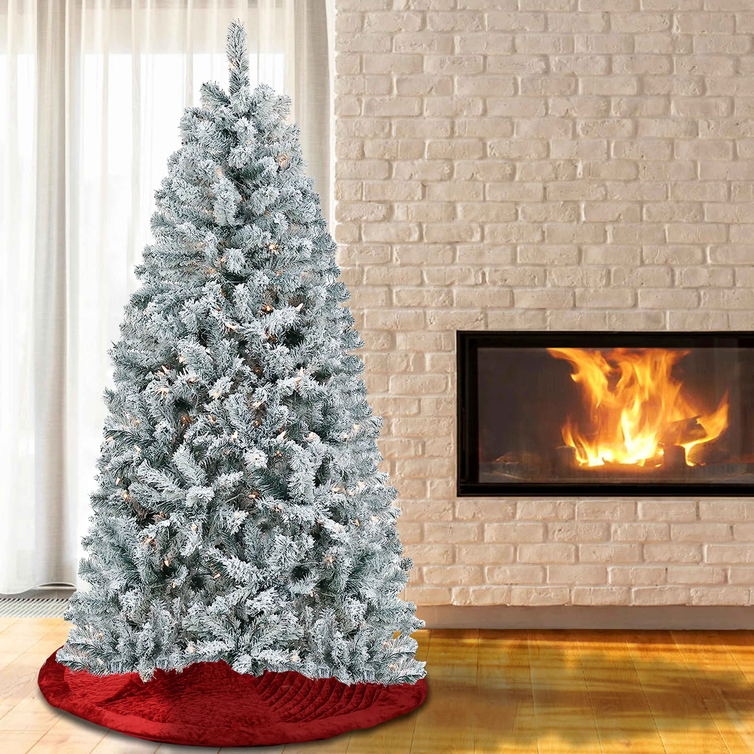 6 ft. Pre-Lit Acacia Flocked Tree with Clear Lights, Plug-In - Image 6