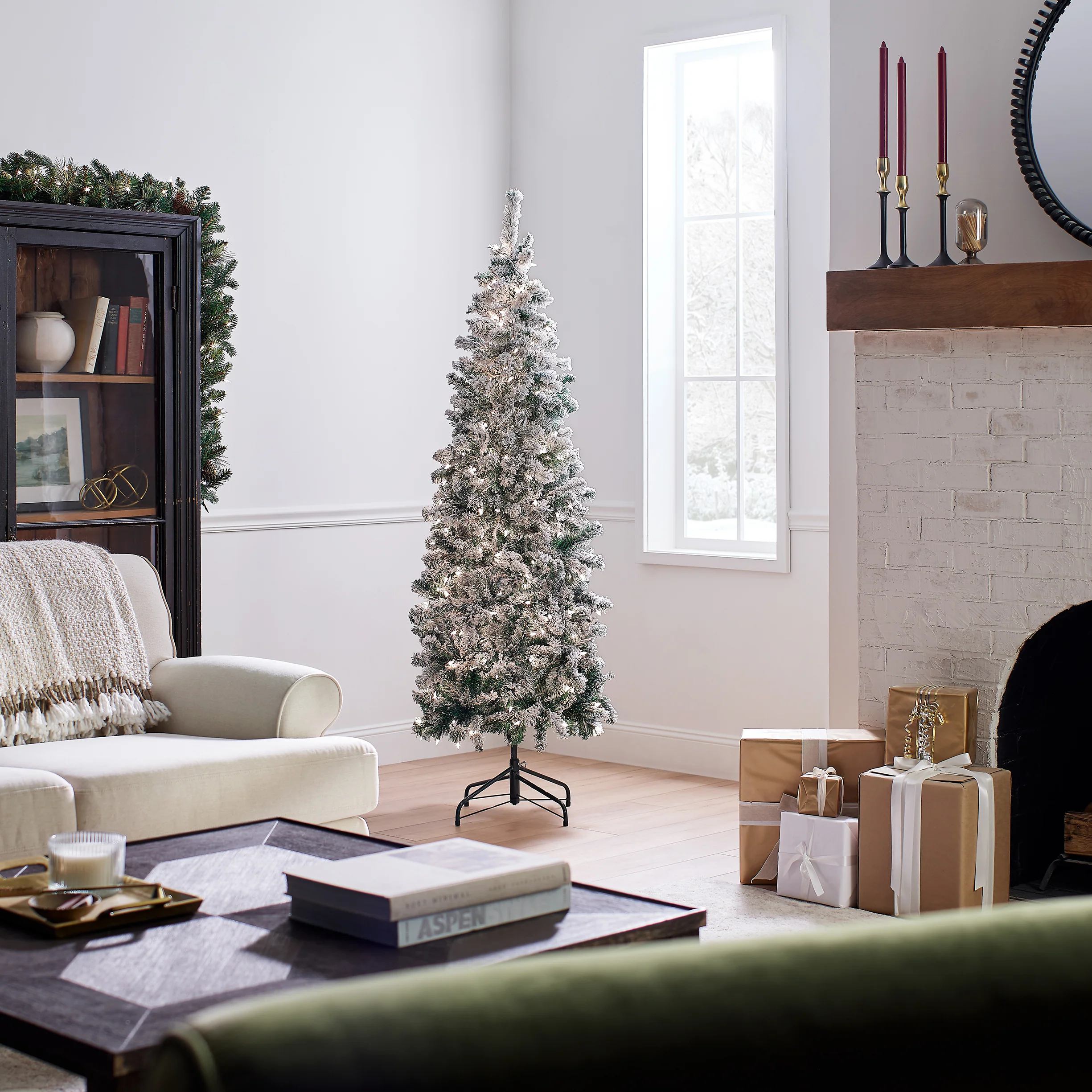 6 ft. Pre-Lit Acacia Medium Flocked Tree with Clear Lights, Plug-In - Image 12