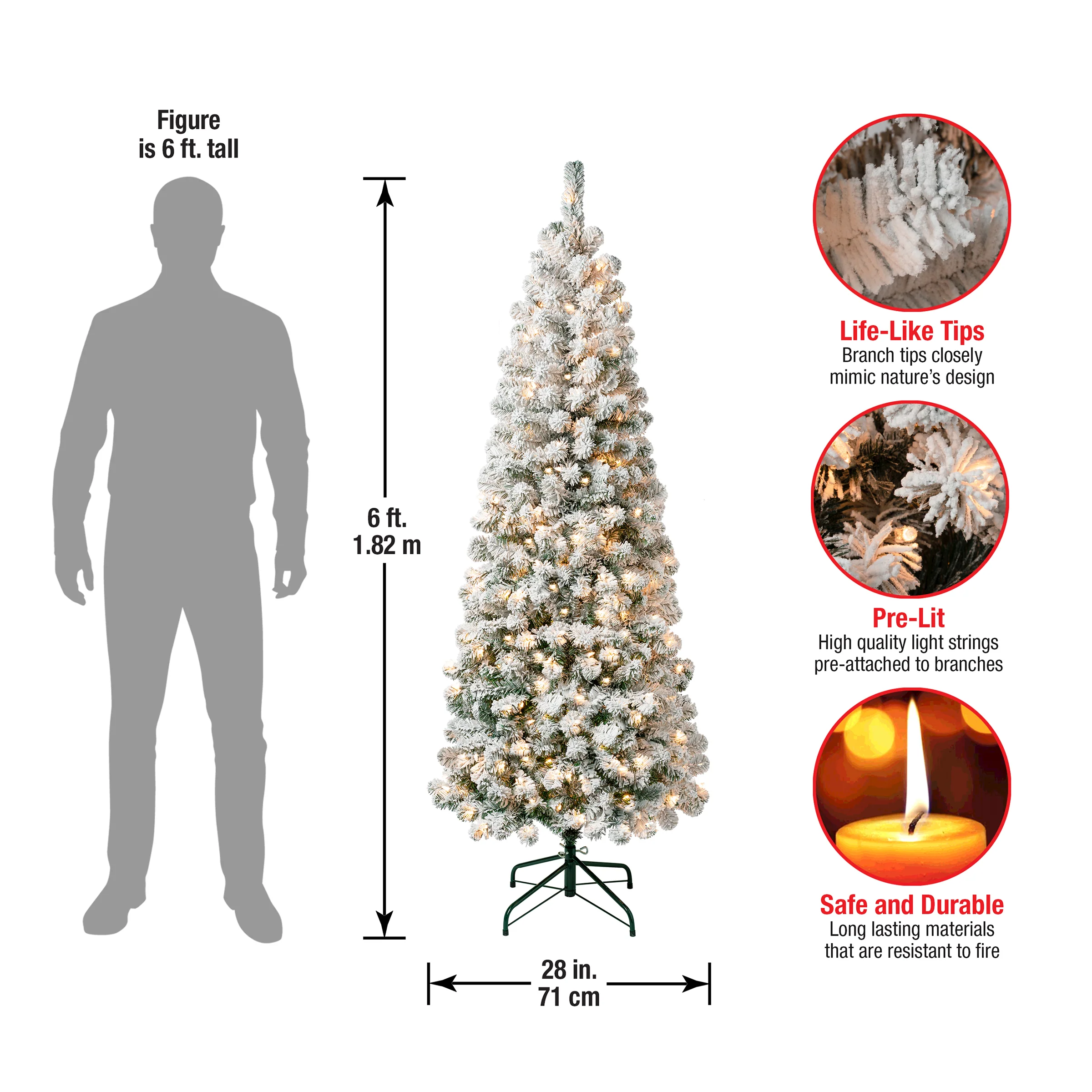 6 ft. Pre-Lit Acacia Medium Flocked Tree with Clear Lights, Plug-In - Image 5
