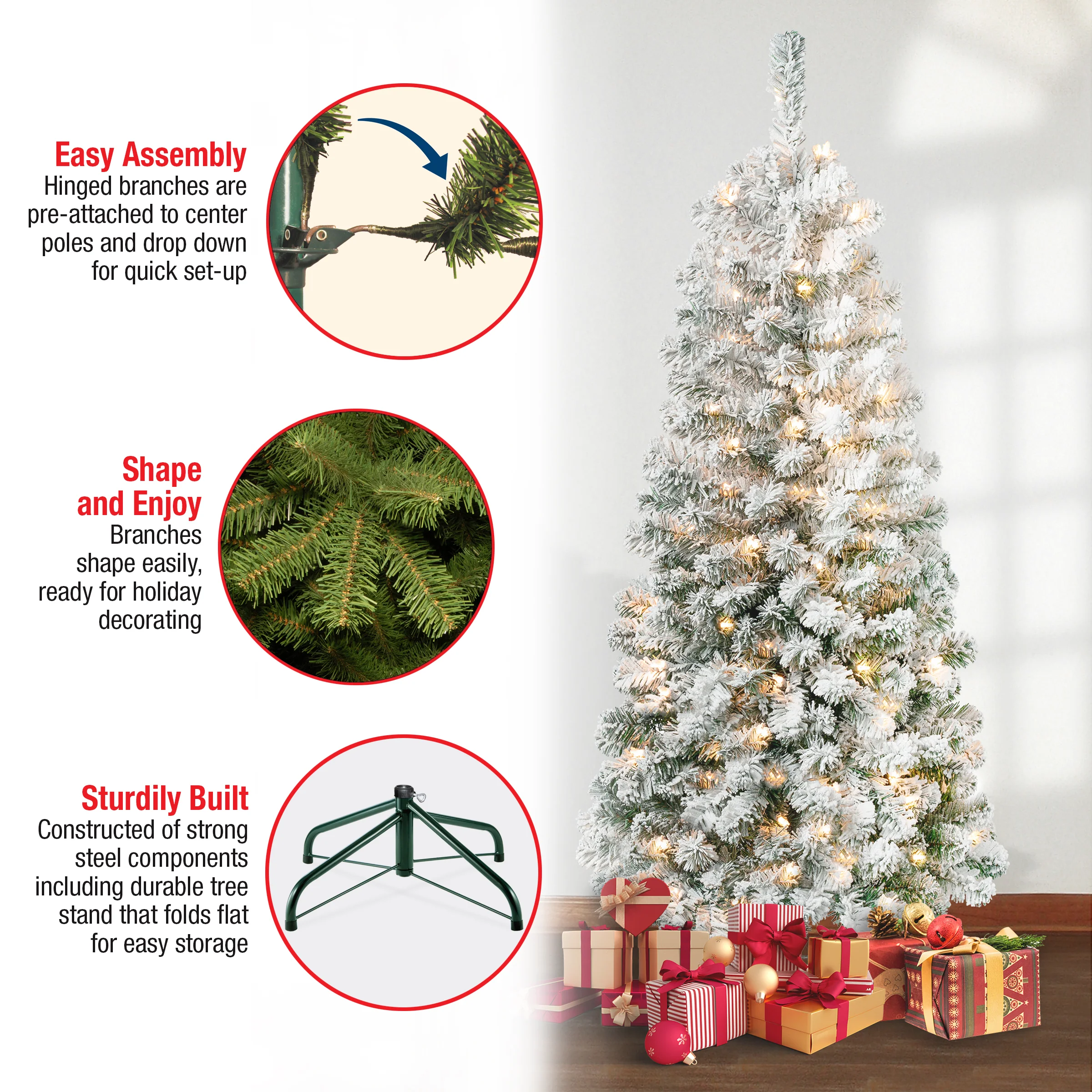 6 ft. Pre-Lit Acacia Medium Flocked Tree with Clear Lights, Plug-In - Image 6