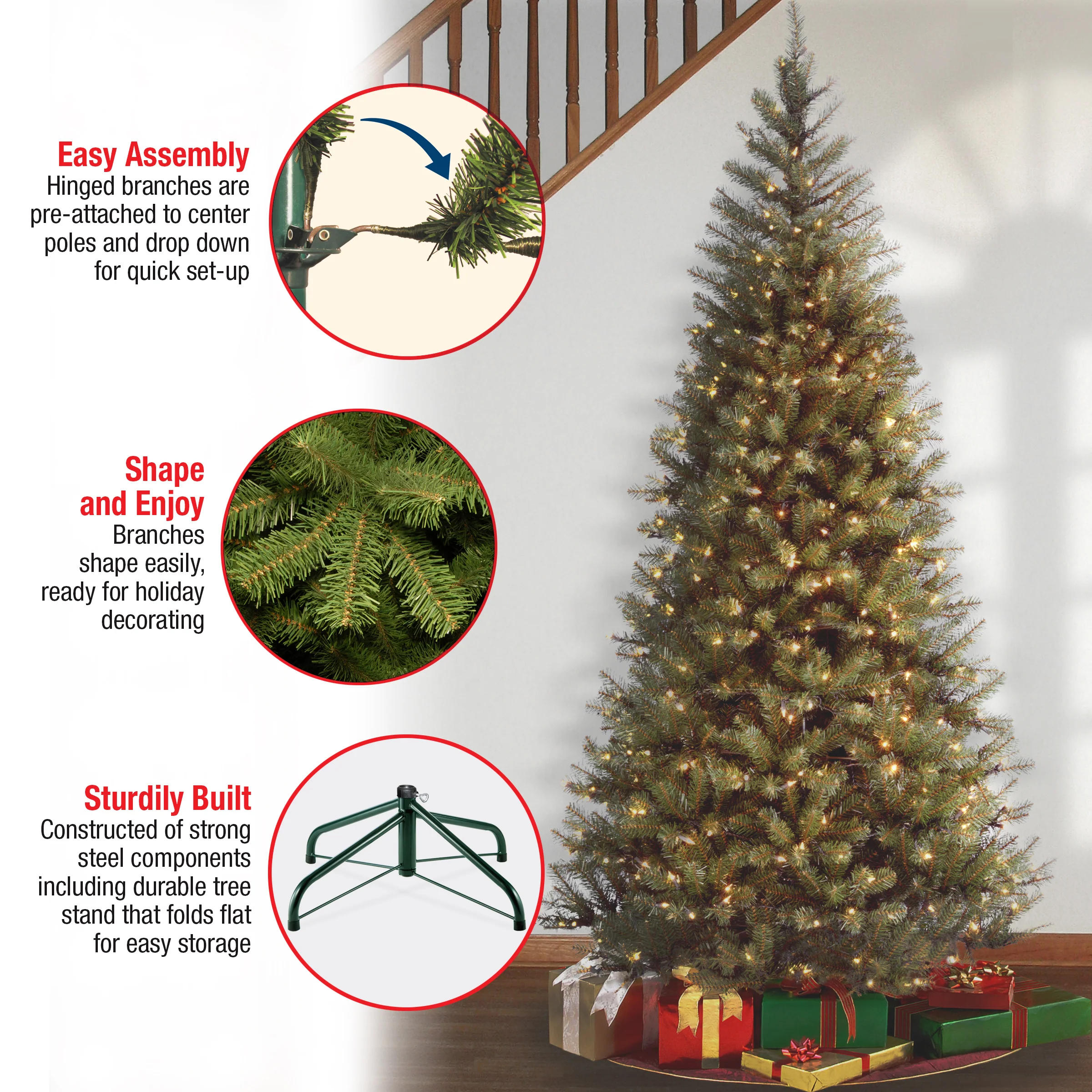 6 ft. Pre-Lit Aspen Spruce Slim Tree with Clear Lights, Plug-In - Image 14
