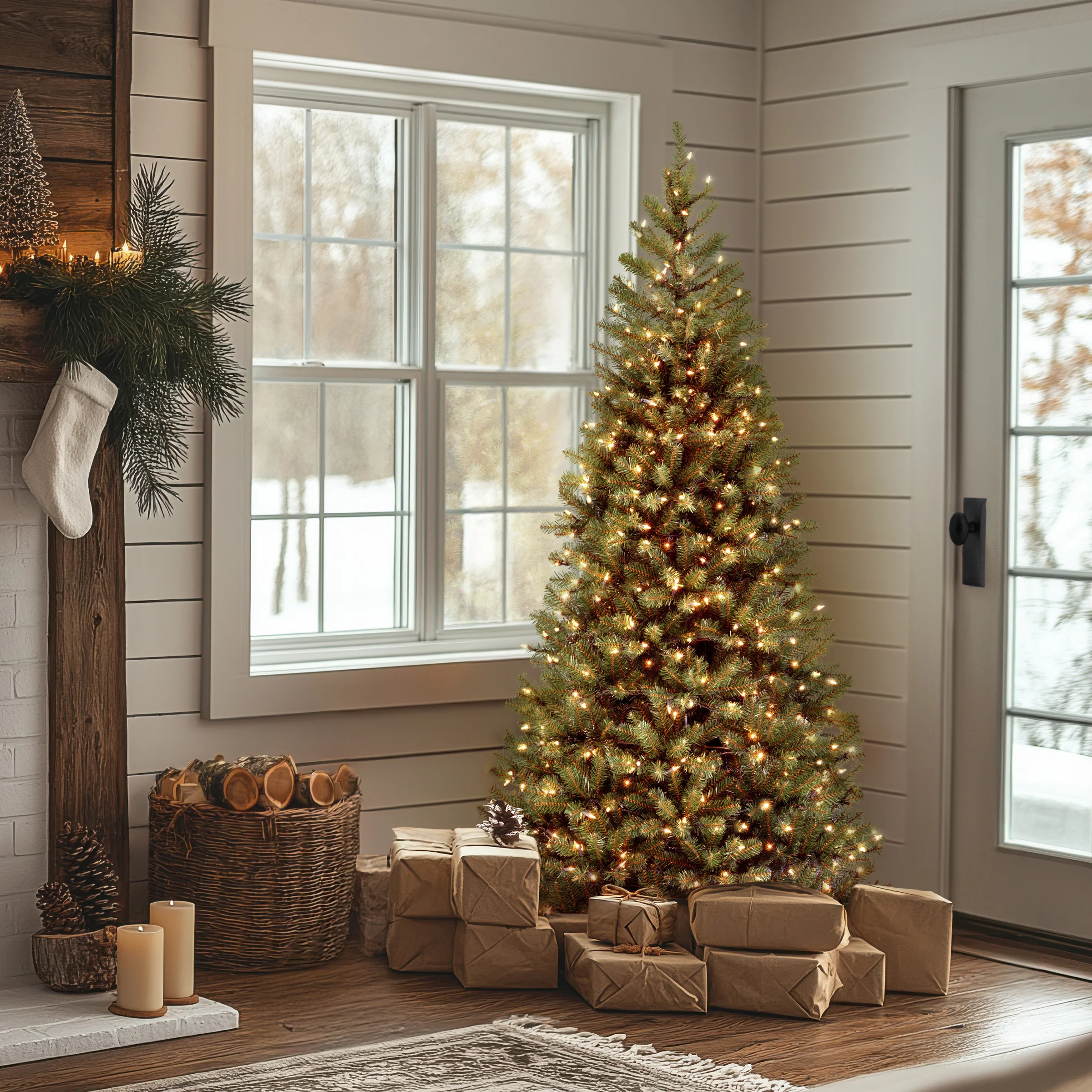 6 ft. Pre-Lit Aspen Spruce Slim Tree with Clear Lights, Plug-In - Image 2