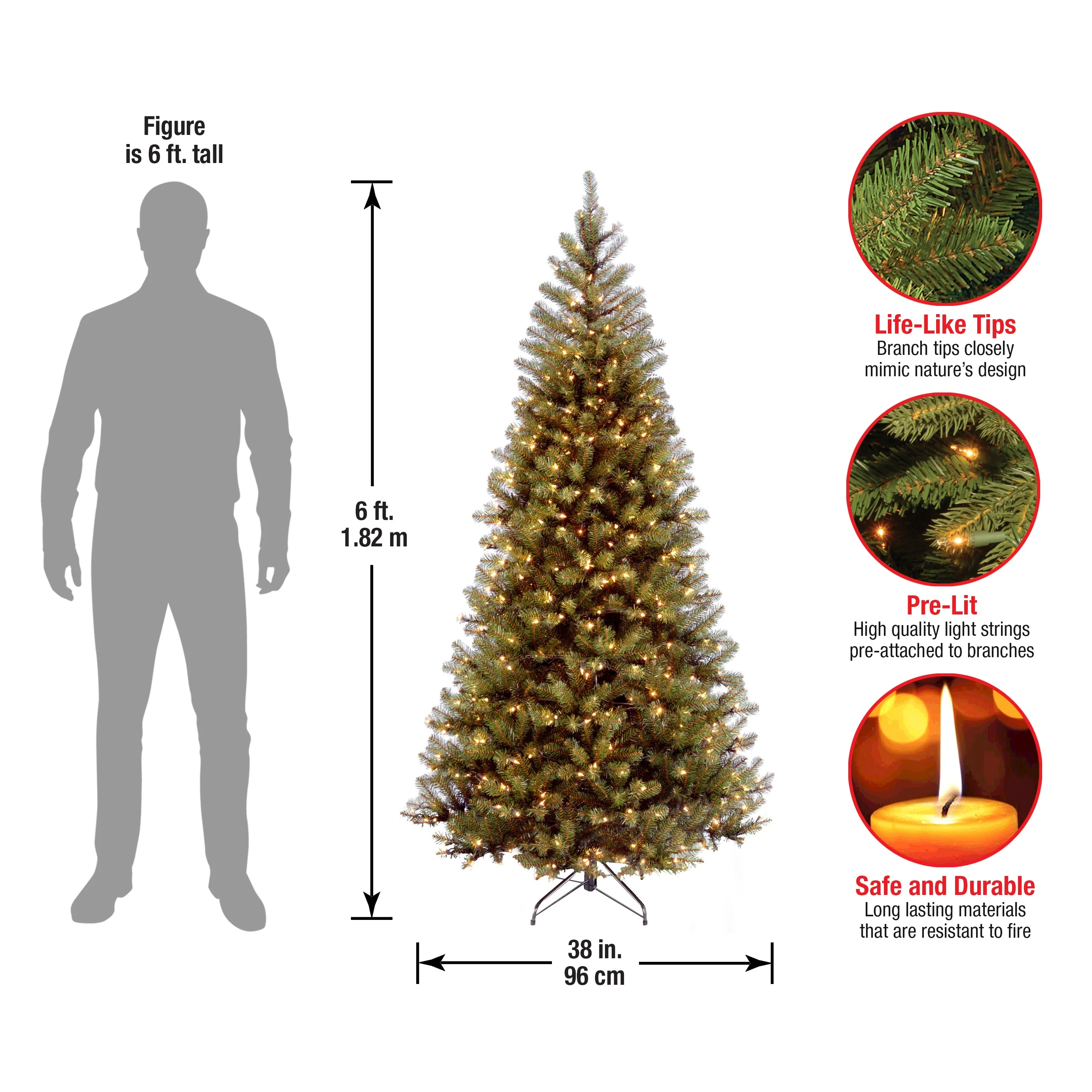 6 ft. Pre-Lit Aspen Spruce Slim Tree with Clear Lights, Plug-In - Image 9