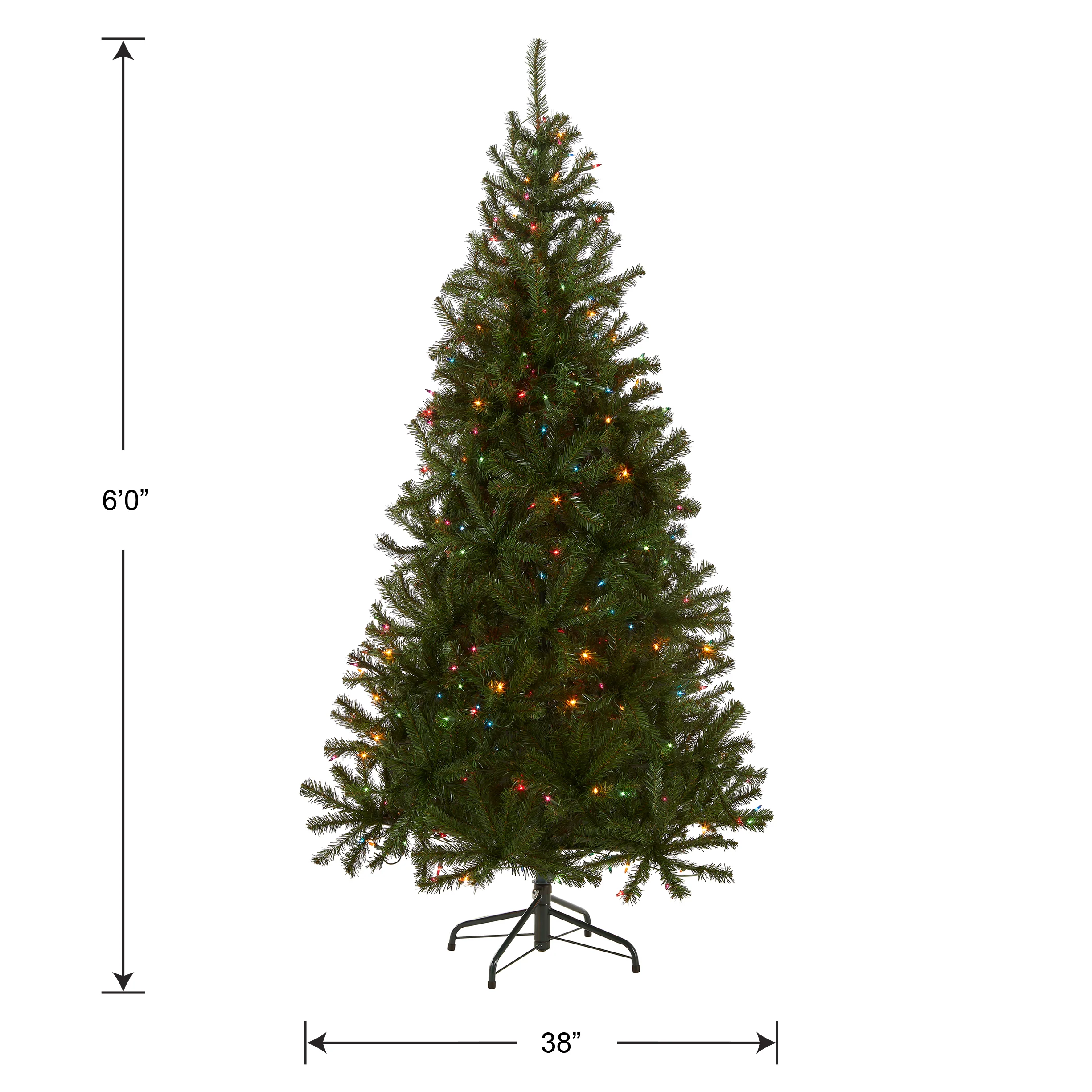 6 ft. Pre-Lit Aspen Spruce Slim Tree with Multicolor Lights, Plug-In - Image 5