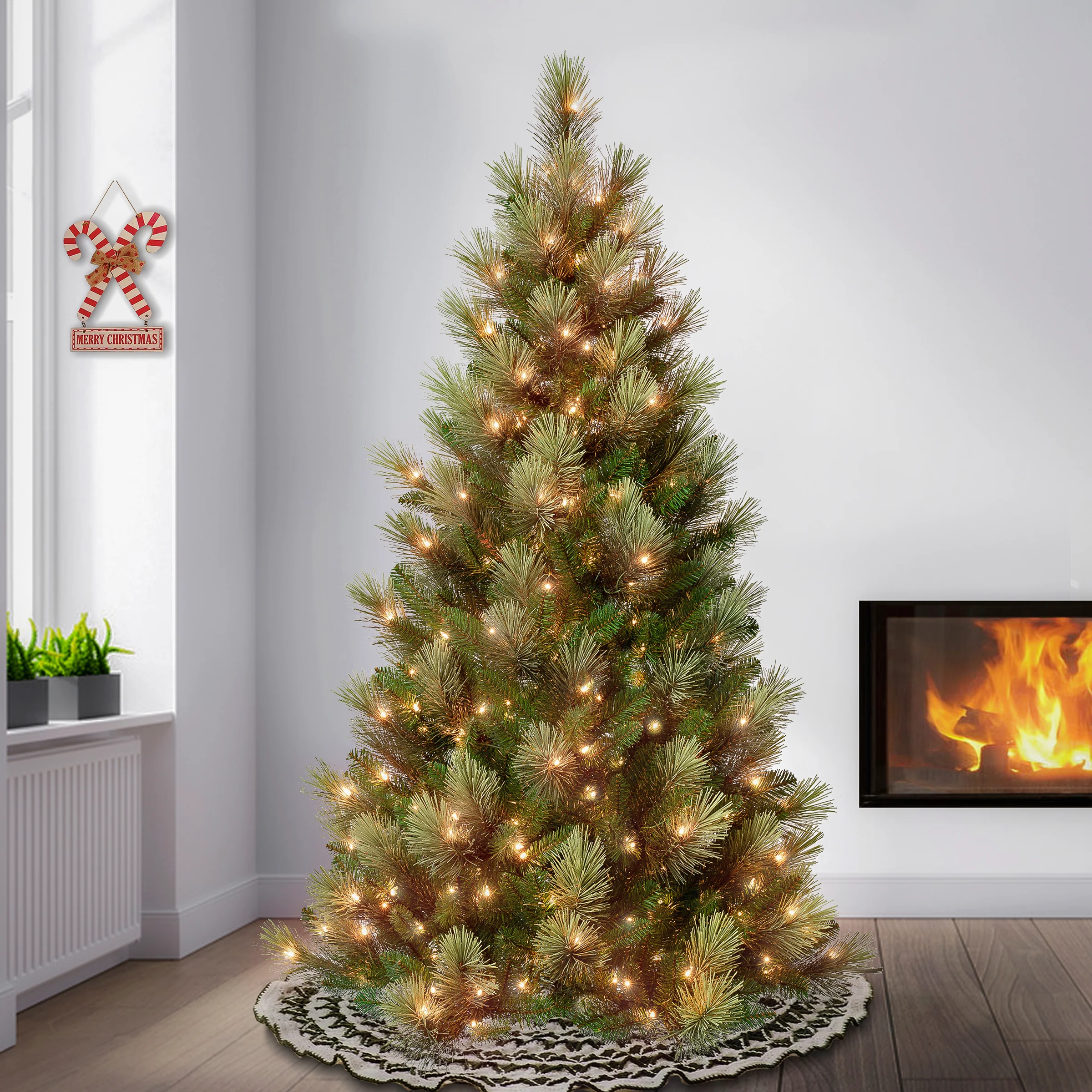 6 ft. Pre-Lit Charleston Pine Slim Tree with Clear Lights, Plug-In - Image 2