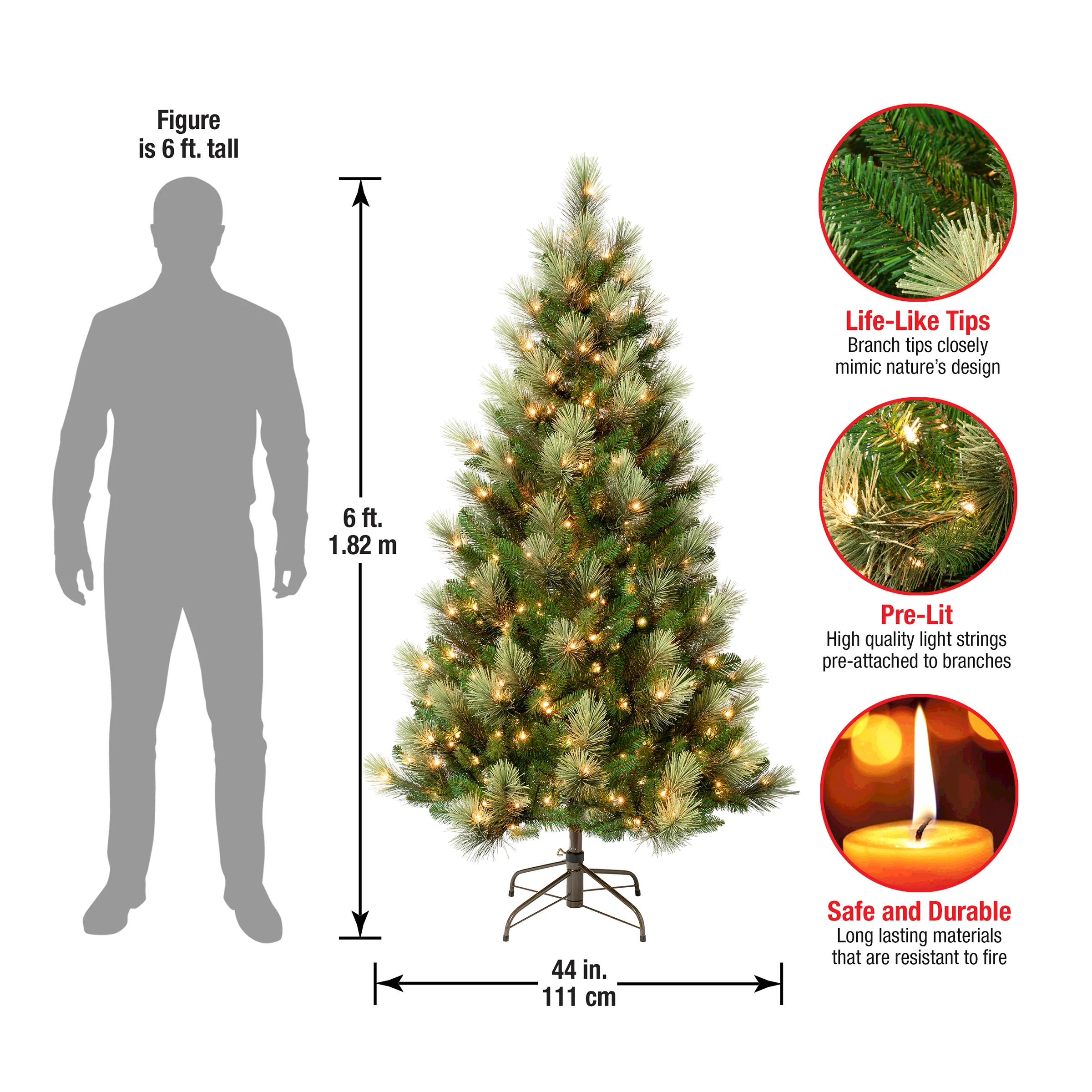 6 ft. Pre-Lit Charleston Pine Slim Tree with Clear Lights, Plug-In - Image 4