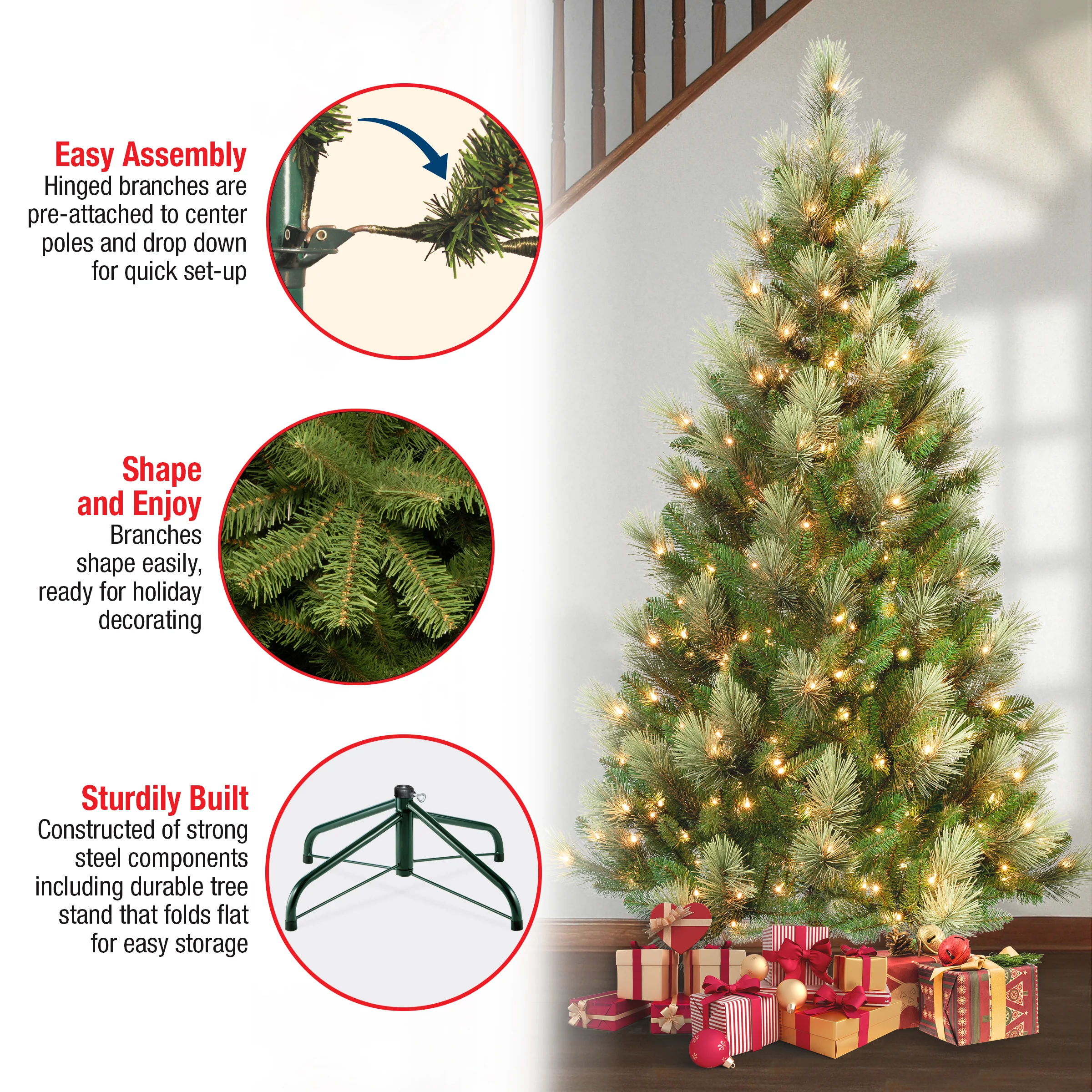 6 ft. Pre-Lit Charleston Pine Slim Tree with Clear Lights, Plug-In - Image 5