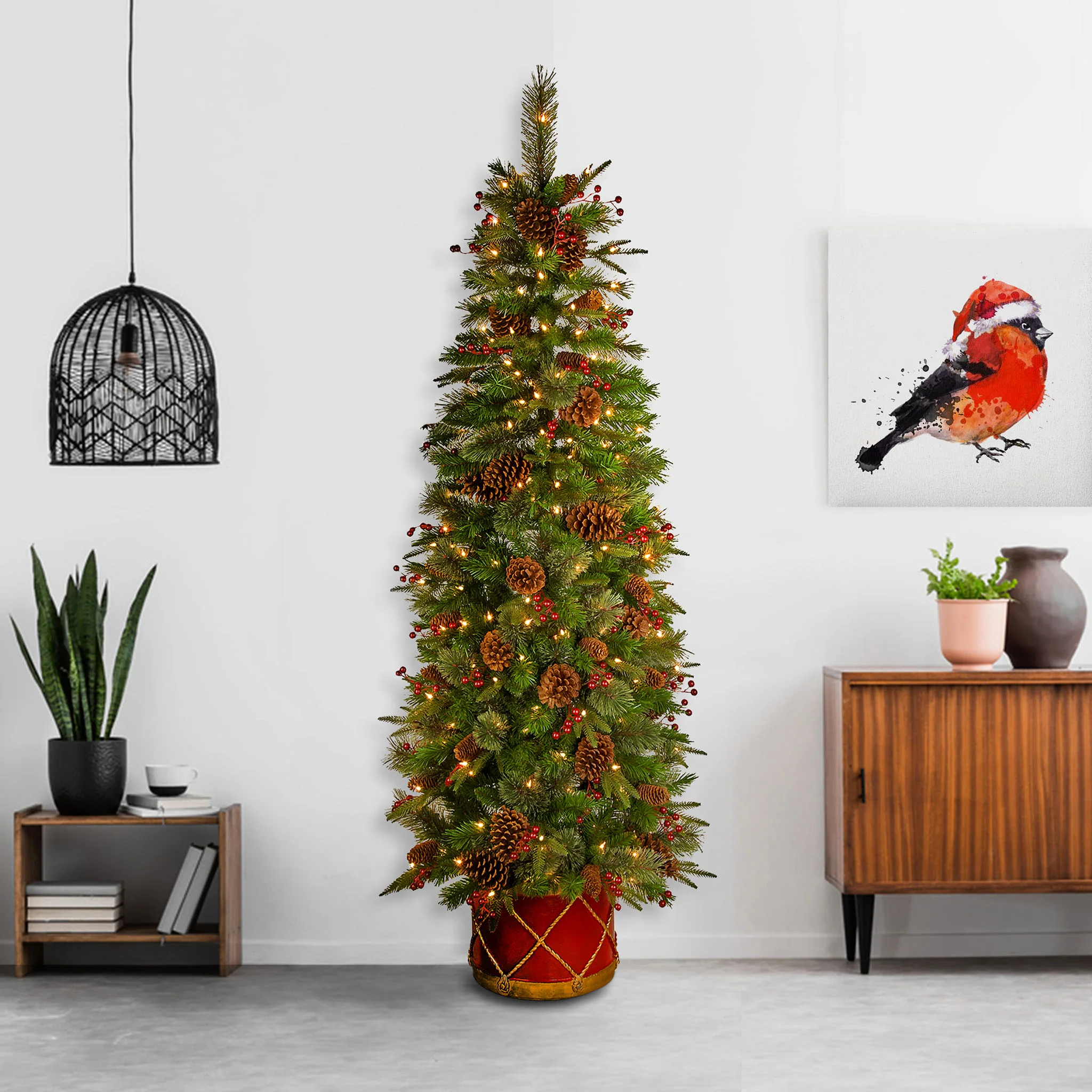 6 ft. Pre-Lit Colonial Collection Slim Tree with Clear Lights, Plug-In - Image 2