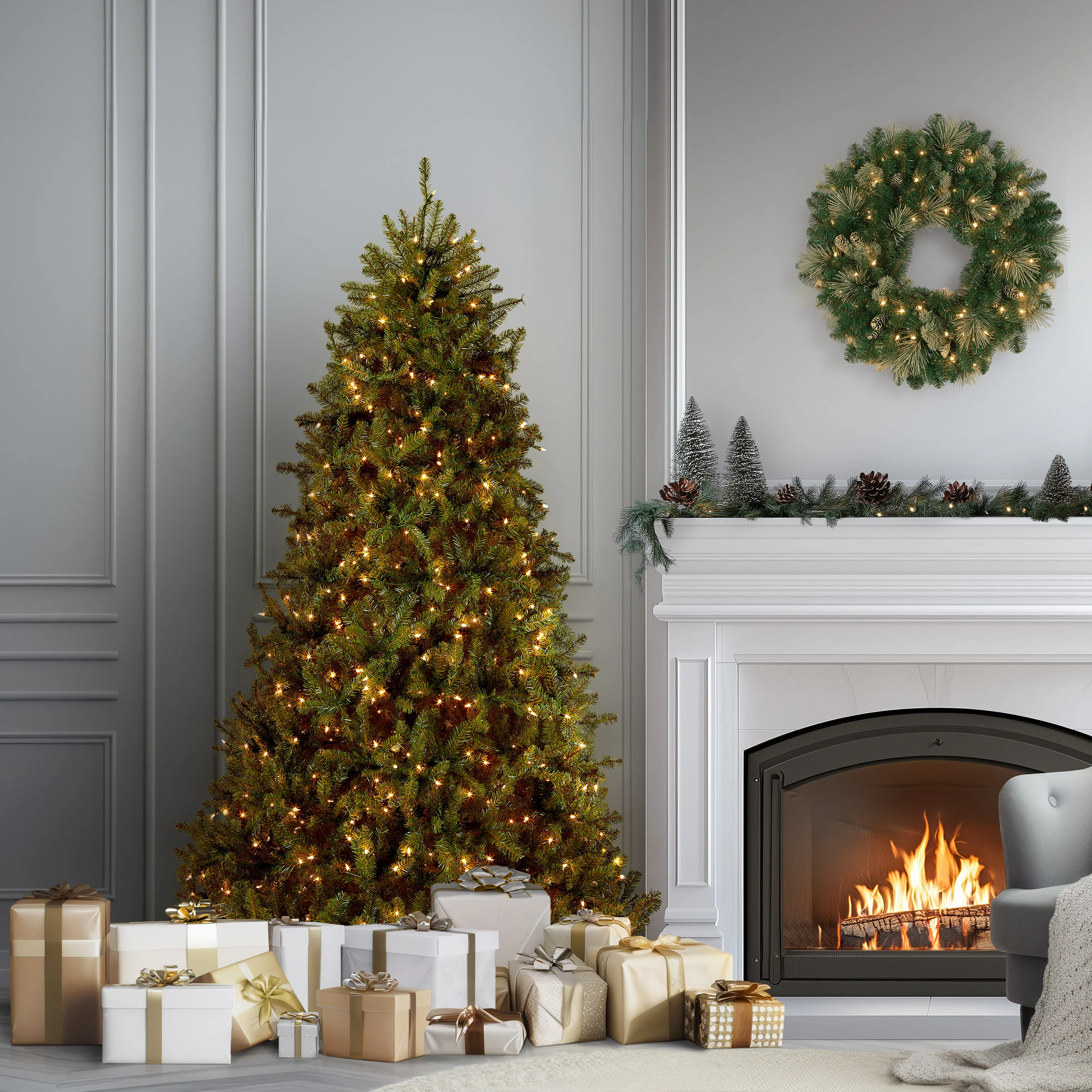 6 ft. Pre-Lit Dunhill Fir Tree with Clear Lights, Plug-In - Image 2
