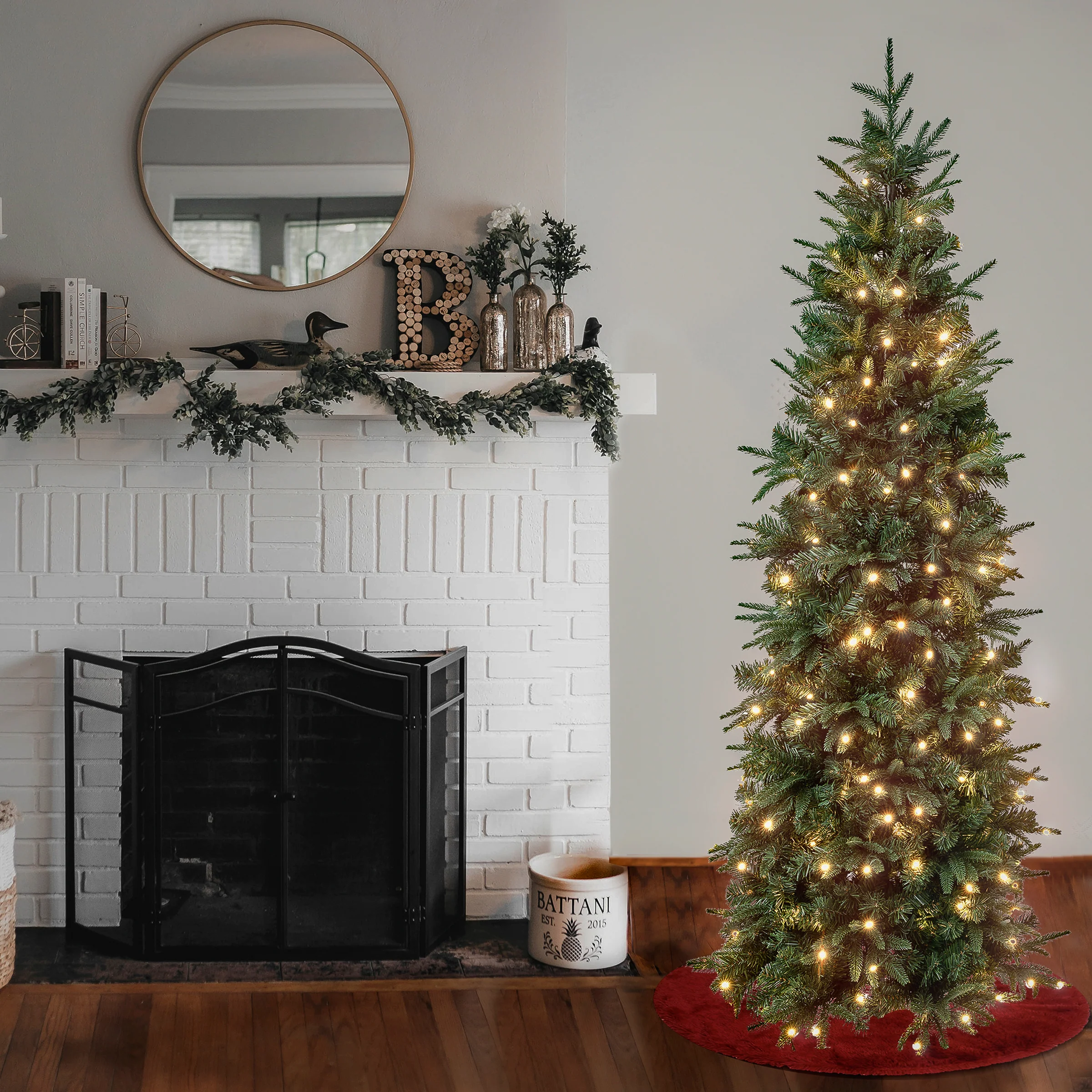 6 ft. Pre-Lit Duxbury Feel Real Slim Tree with LED Lights, Plug-In - Image 5