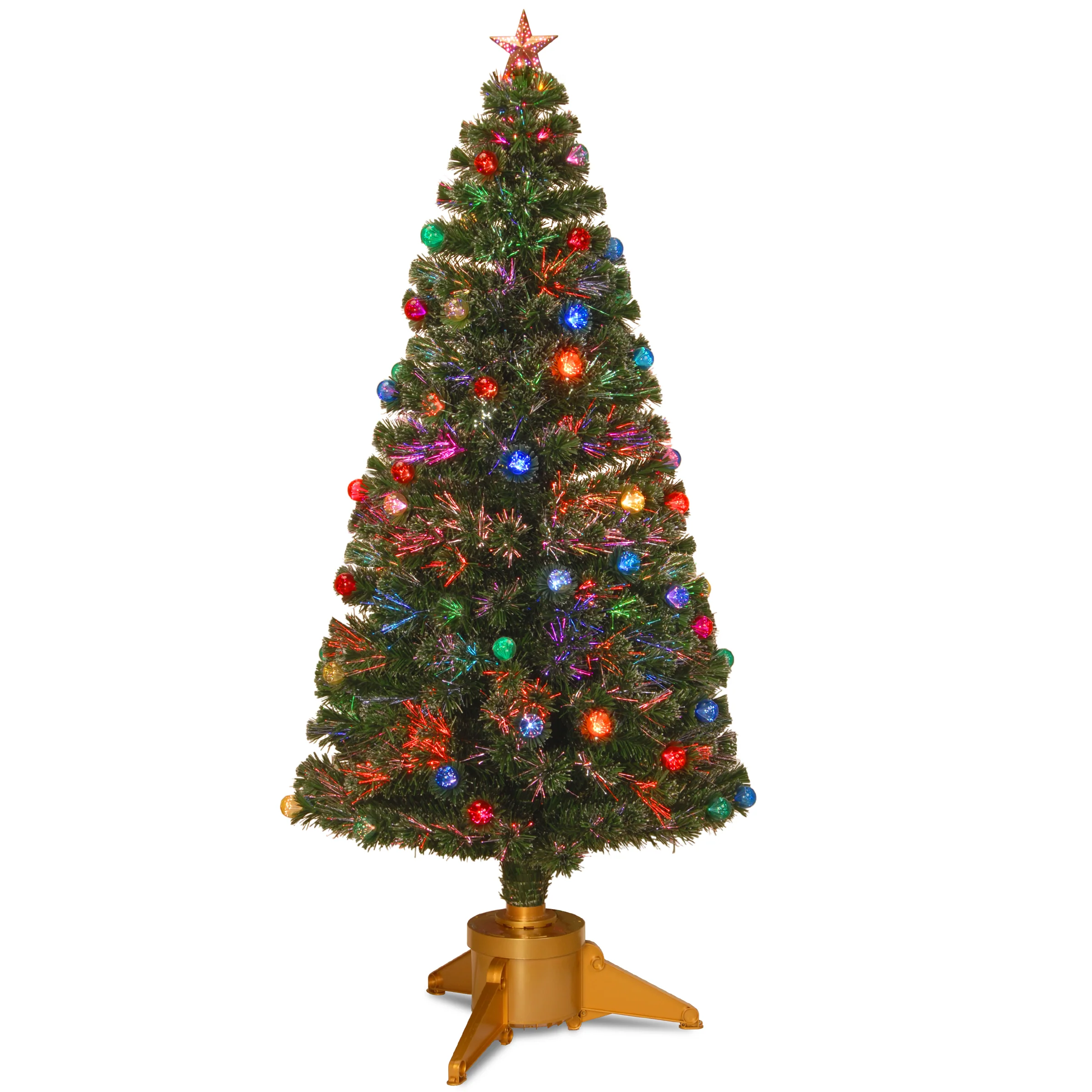 6 ft. Pre-Lit Fiber Optic Fireworks Tree with Ball Ornaments