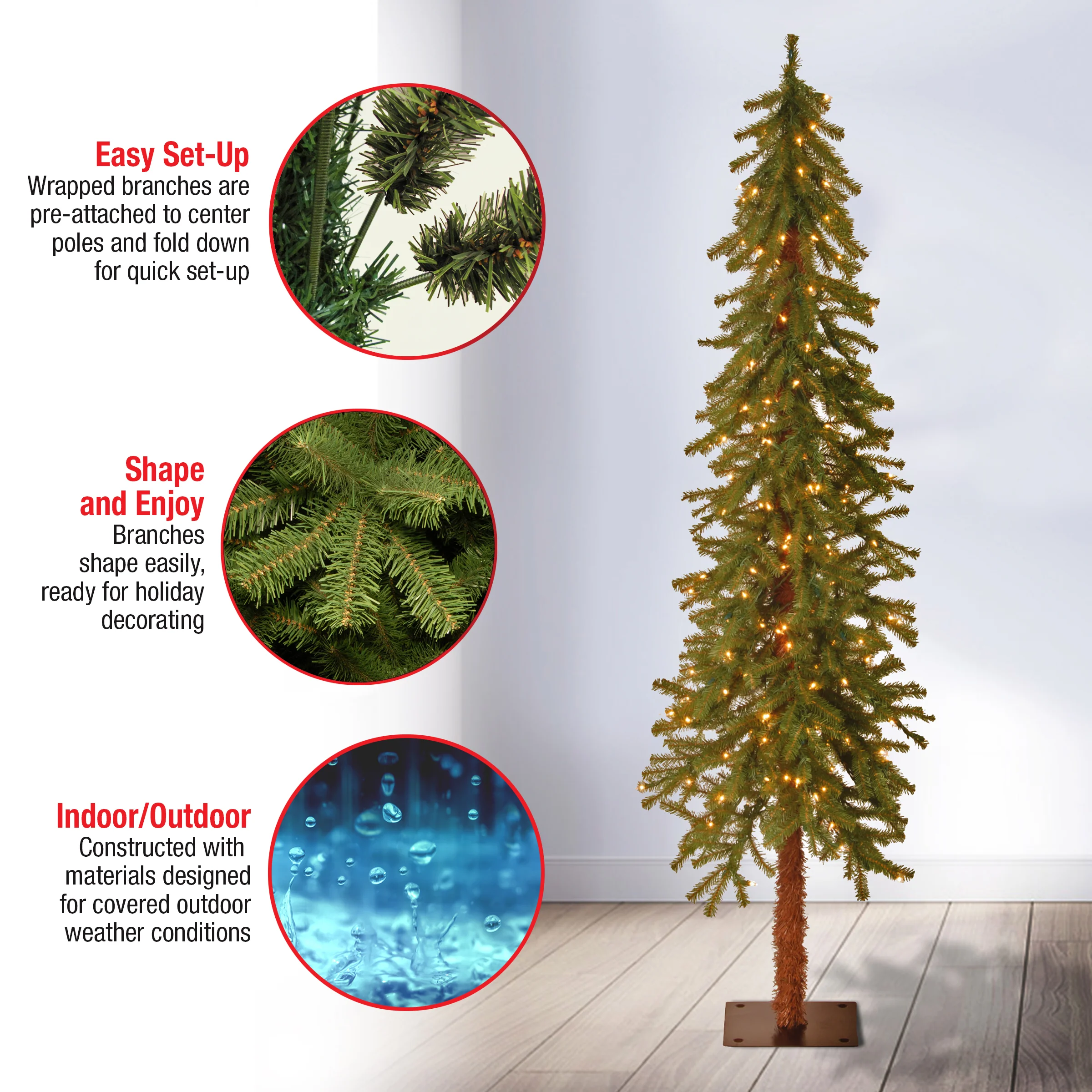 6 ft. Pre-Lit Hickory Cedar Tree with Clear Lights, Plug-In - Image 11