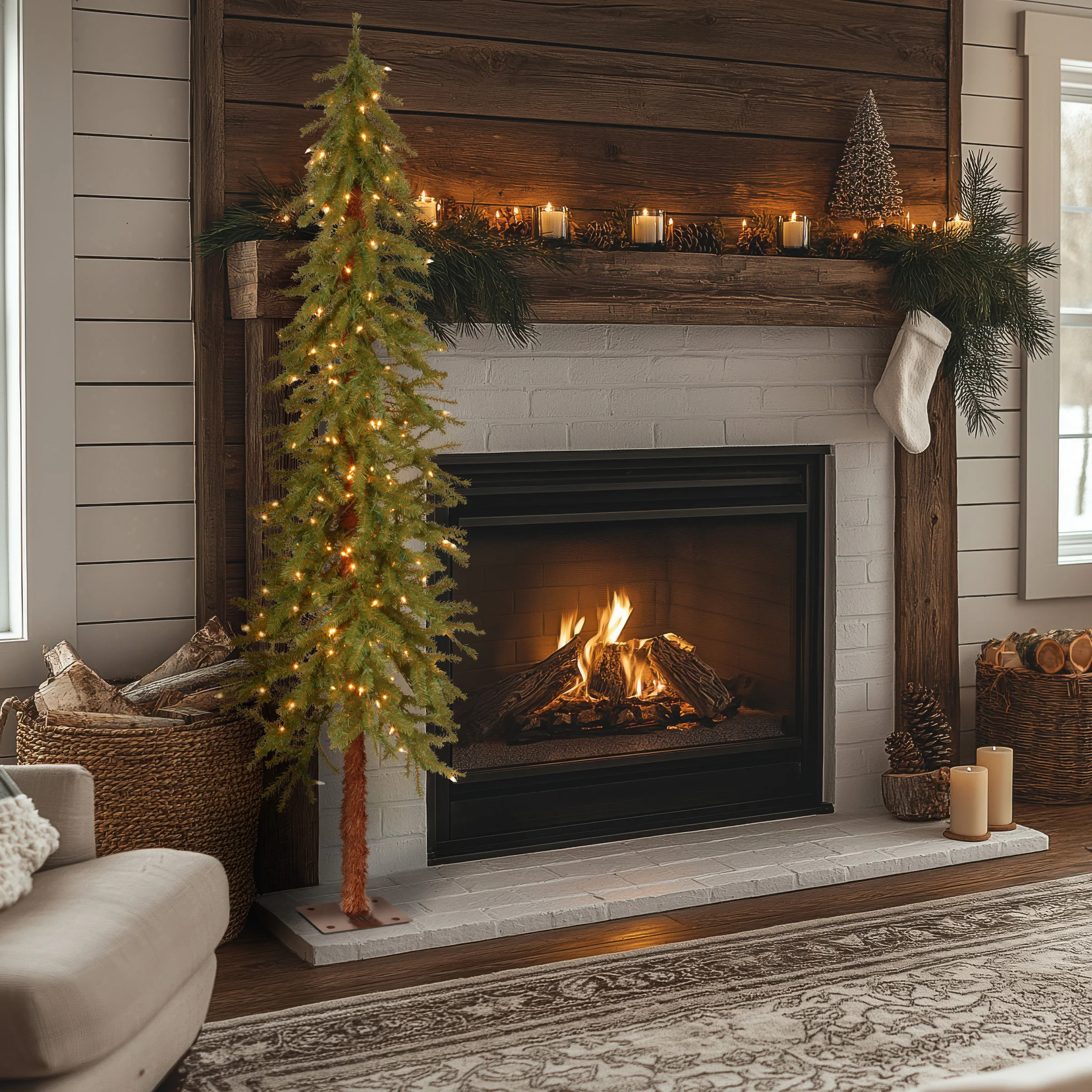 6 ft. Pre-Lit Hickory Cedar Tree with Clear Lights, Plug-In - Image 2