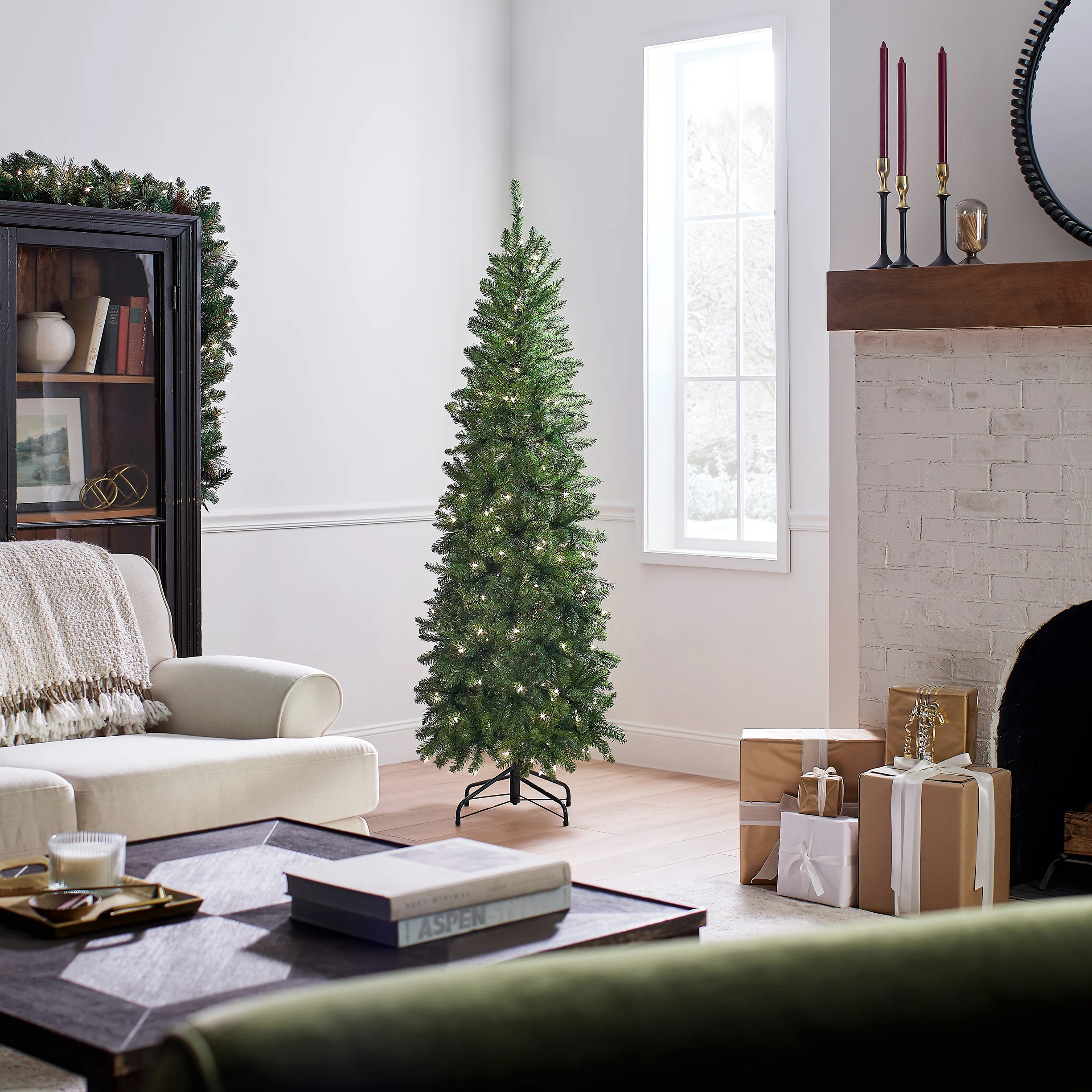 6 ft. Pre-Lit Kingswood Fir Pencil Tree with Clear Lights, Plug-In - Image 8