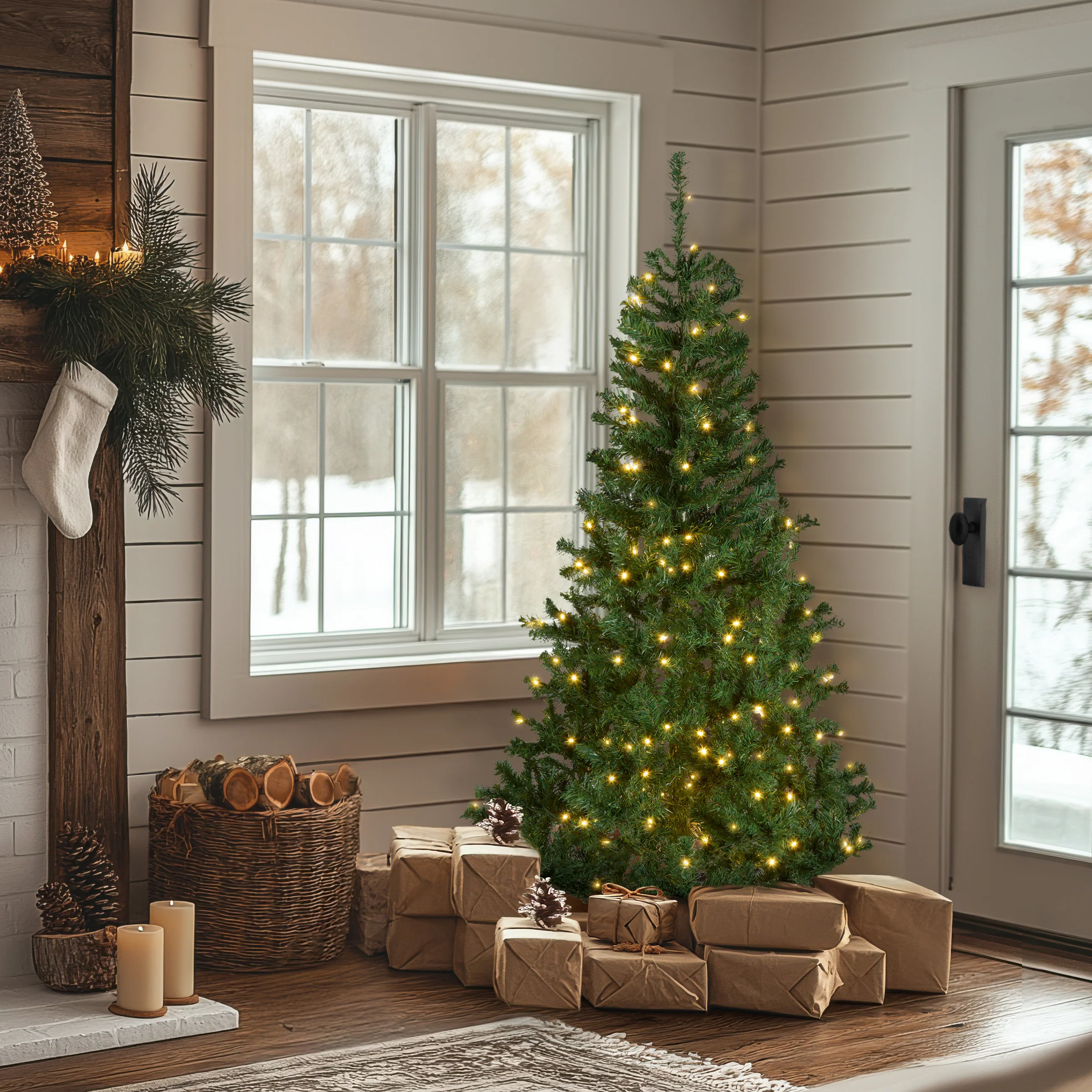 6 ft. Pre-Lit Linden Spruce Tree with Warm White LED Lights - Image 3
