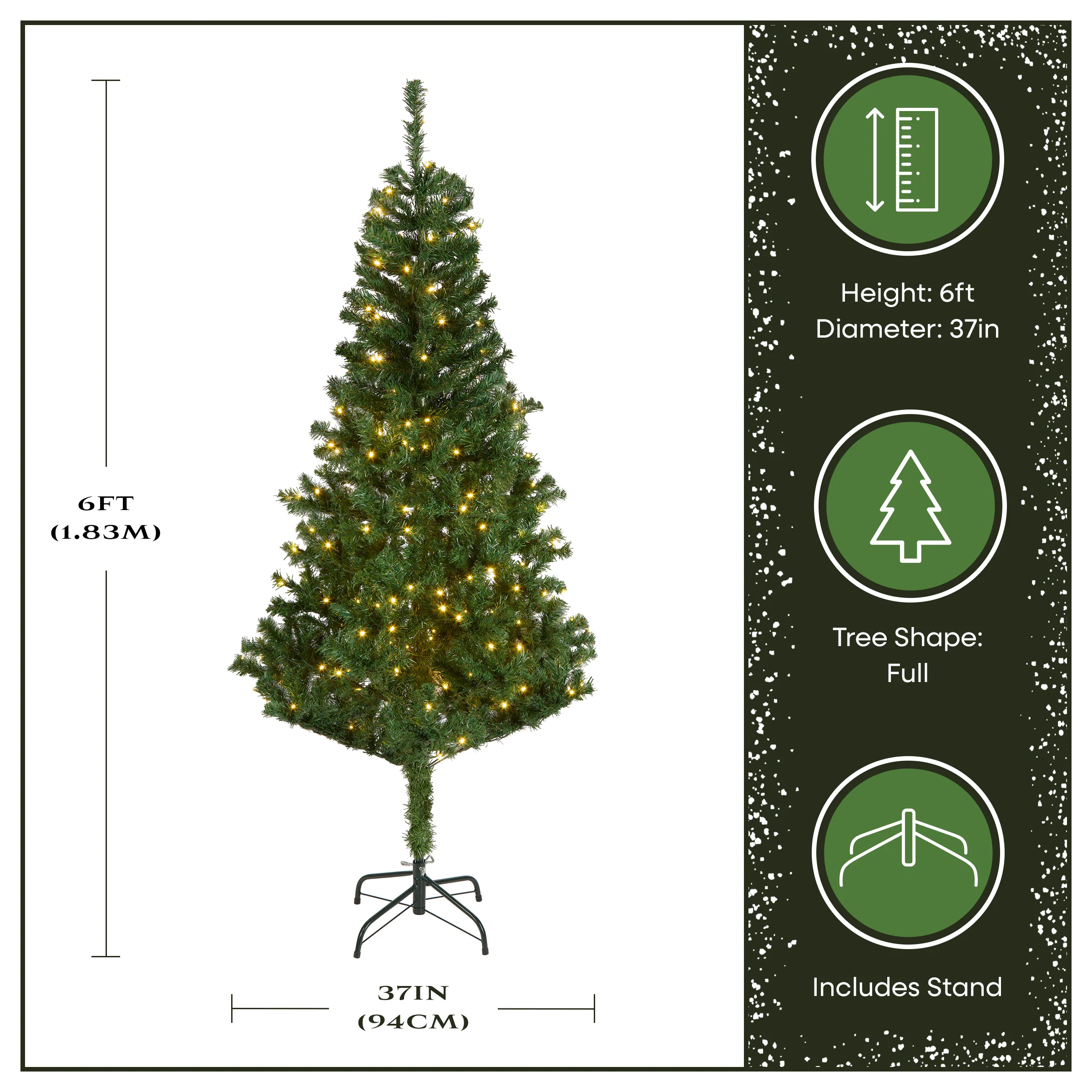 6 ft. Pre-Lit Linden Spruce Tree with Warm White LED Lights - Image 4