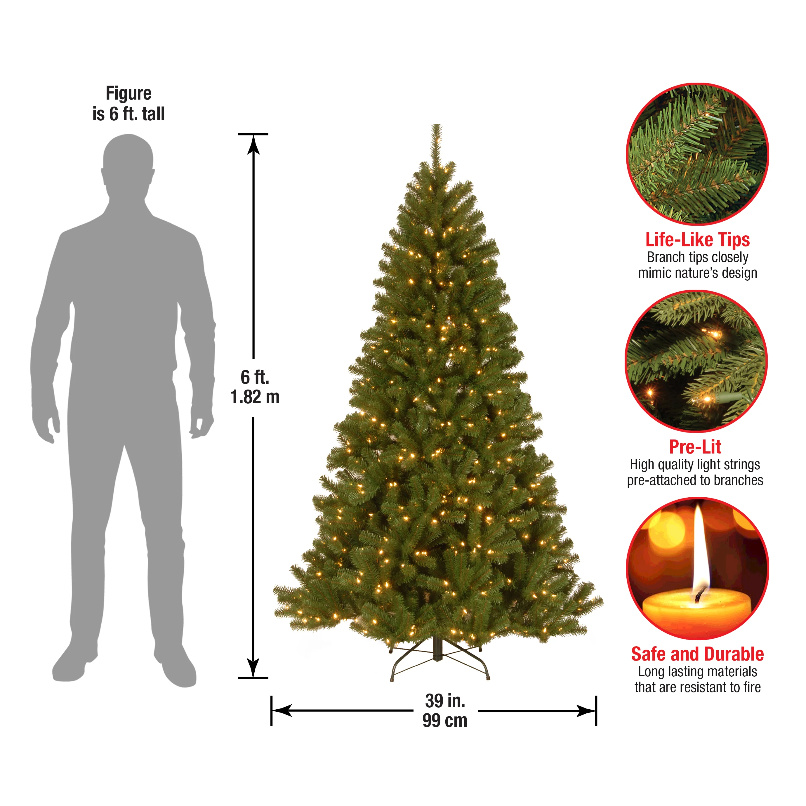 6 ft. Pre-Lit North Valley Spruce Tree with Clear Lights, Plug-In - Image 6
