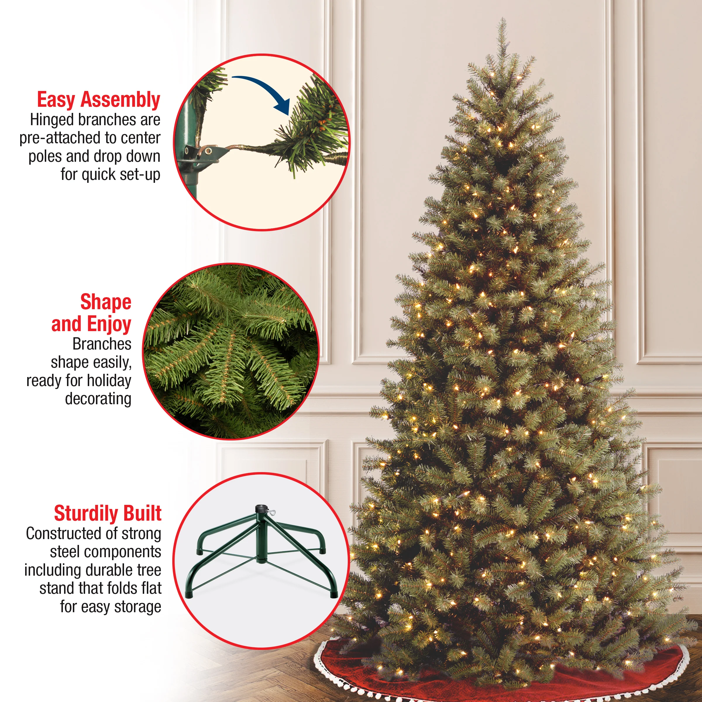 6 ft. Pre-Lit North Valley Spruce Tree with Clear Lights, Plug-In - Image 7