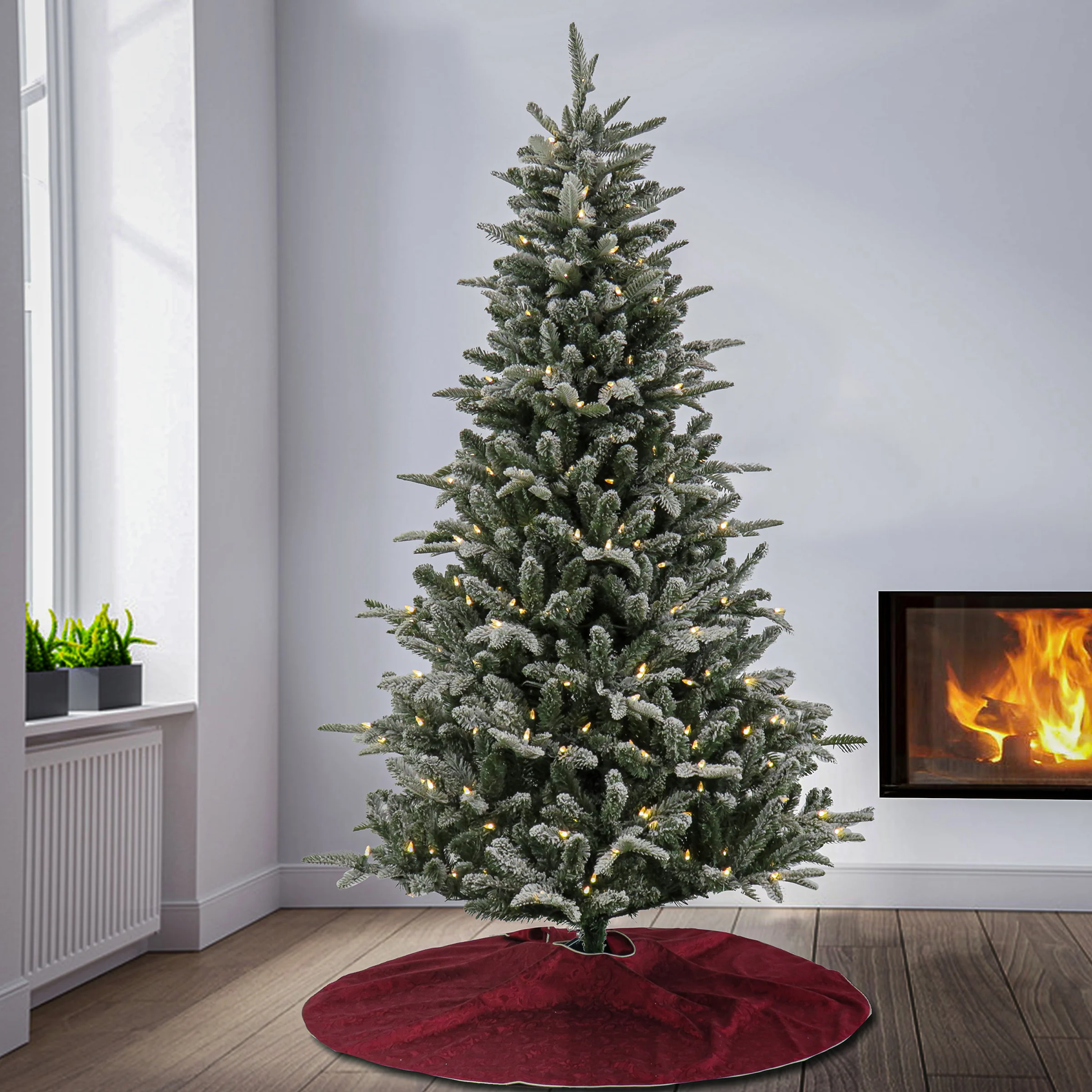 6 ft. Pre-Lit Snowy Libby Fir Tree with LED Lights, Plug-In - Image 2