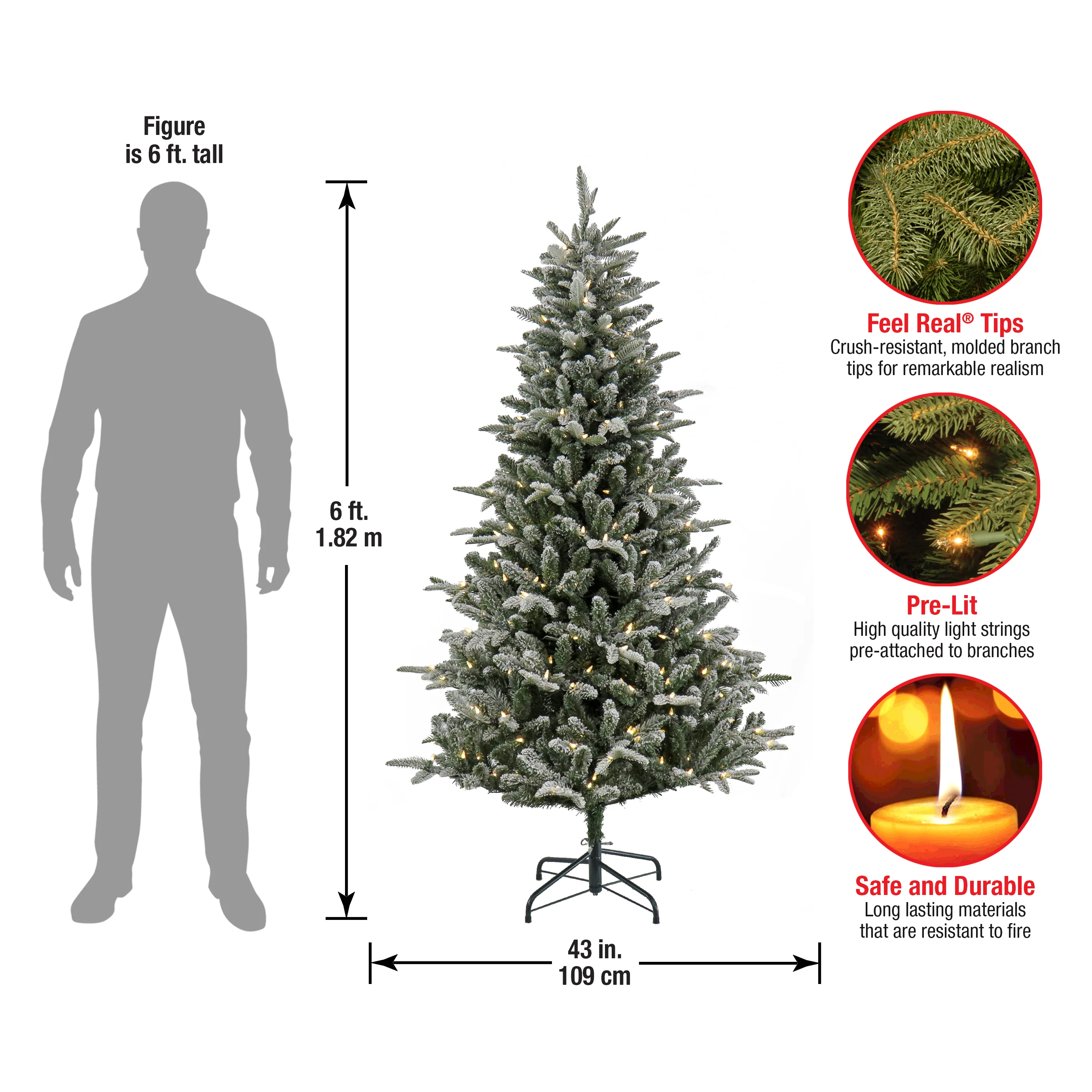 6 ft. Pre-Lit Snowy Libby Fir Tree with LED Lights, Plug-In - Image 5