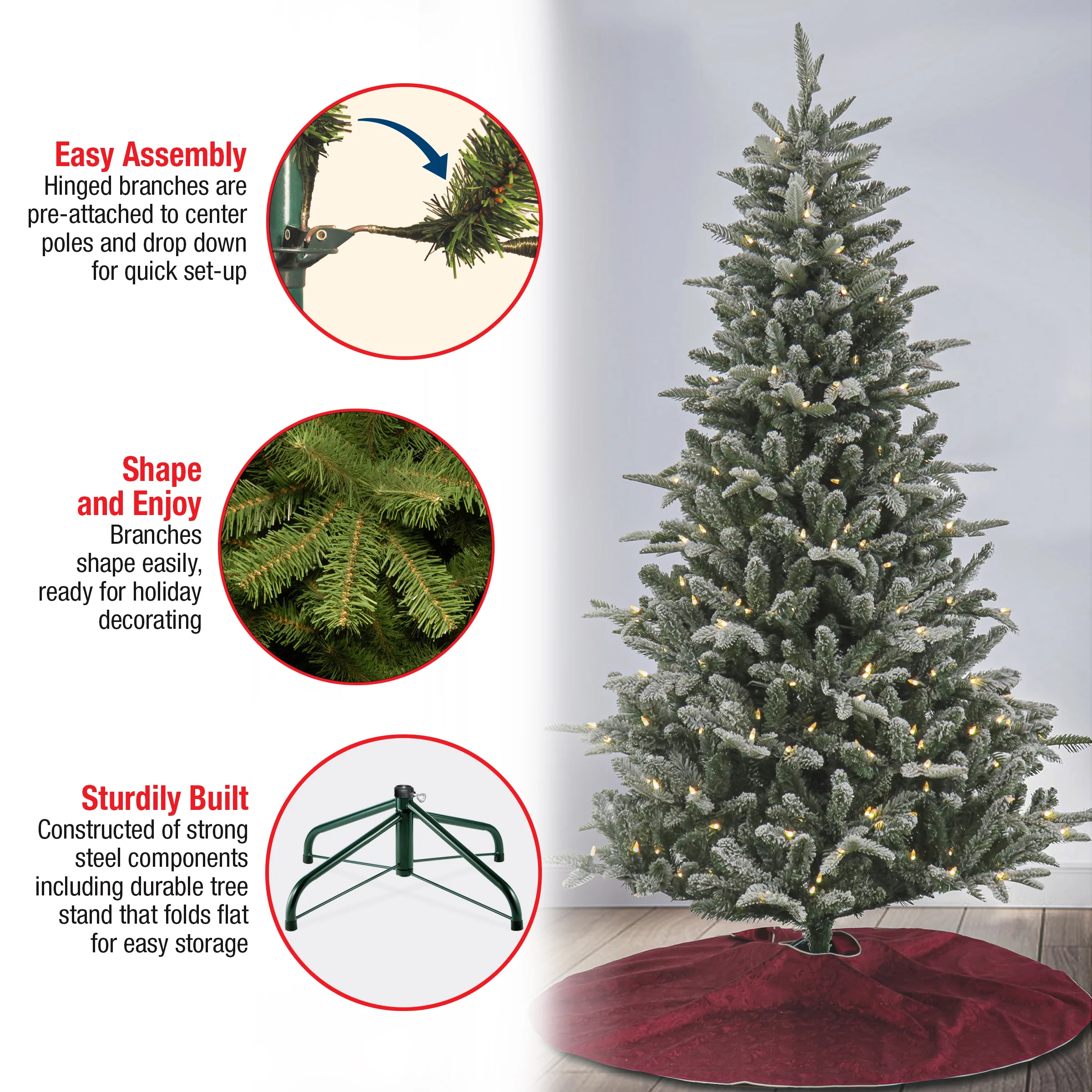 6 ft. Pre-Lit Snowy Libby Fir Tree with LED Lights, Plug-In - Image 6