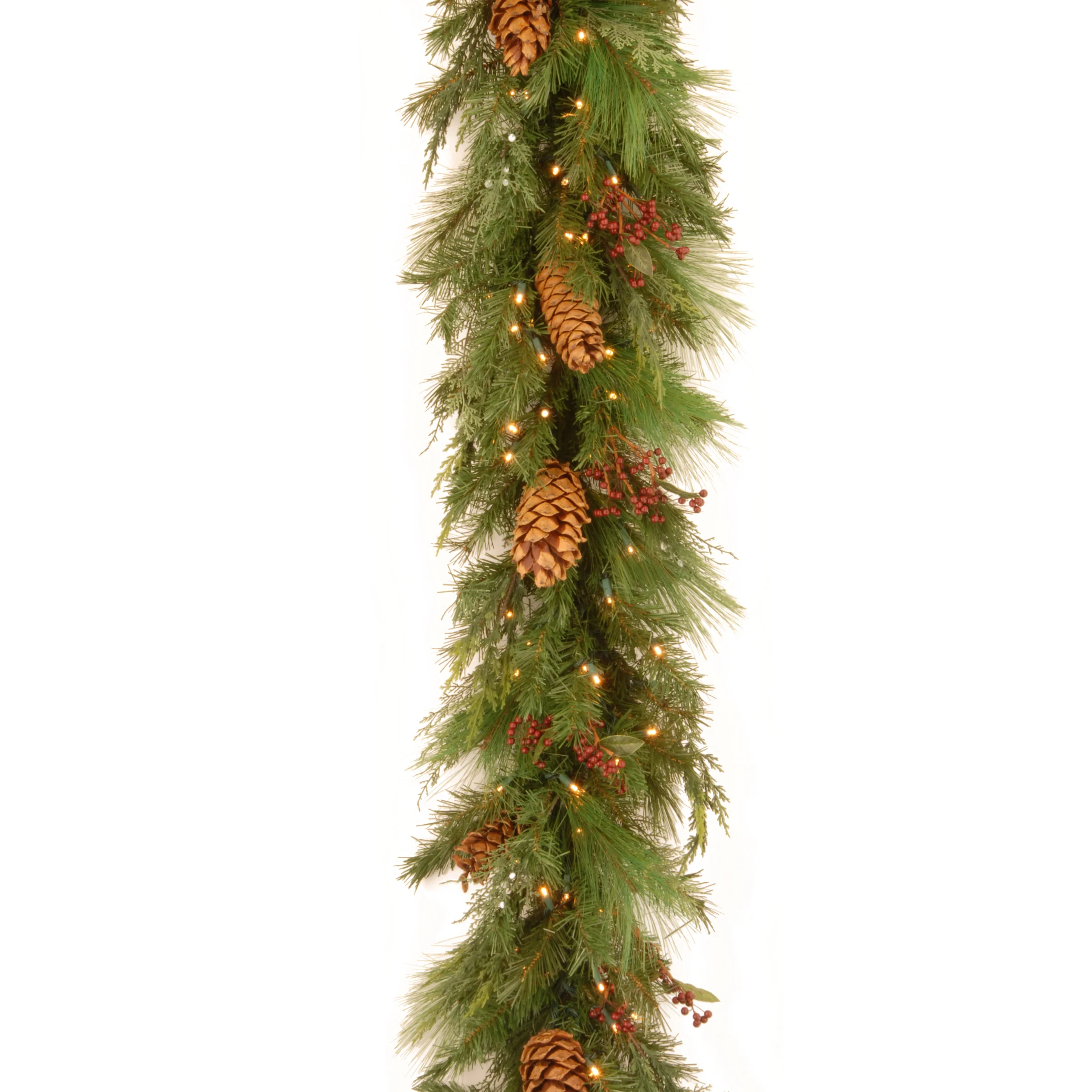 6 ft. Pre-Lit White Pine Garland with Warm White LED Lights