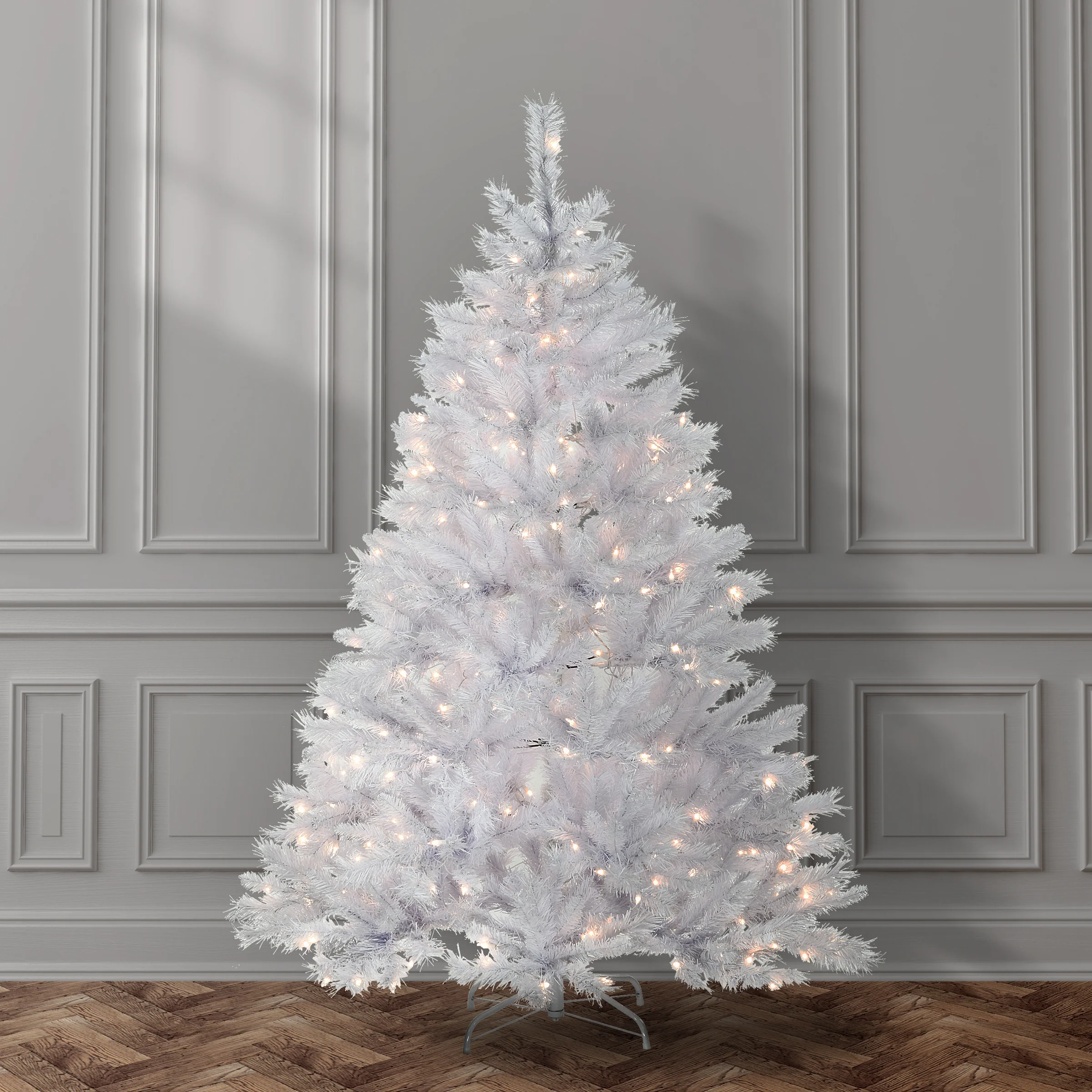 6 ft. Pre-Lit Winchester Pine White Tree with Clear Lights, Plug-In - Image 3