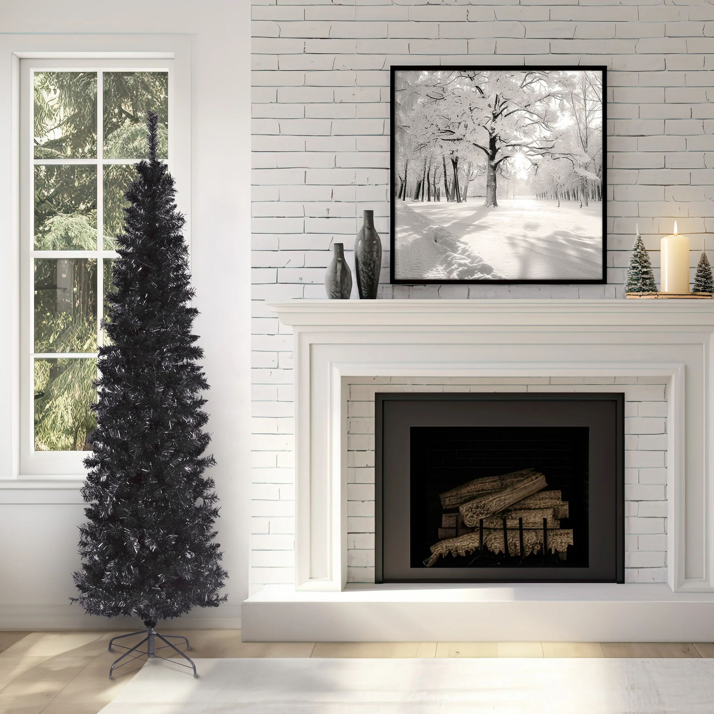 6 ft. Tinsel Collection Black Tree - Image 2