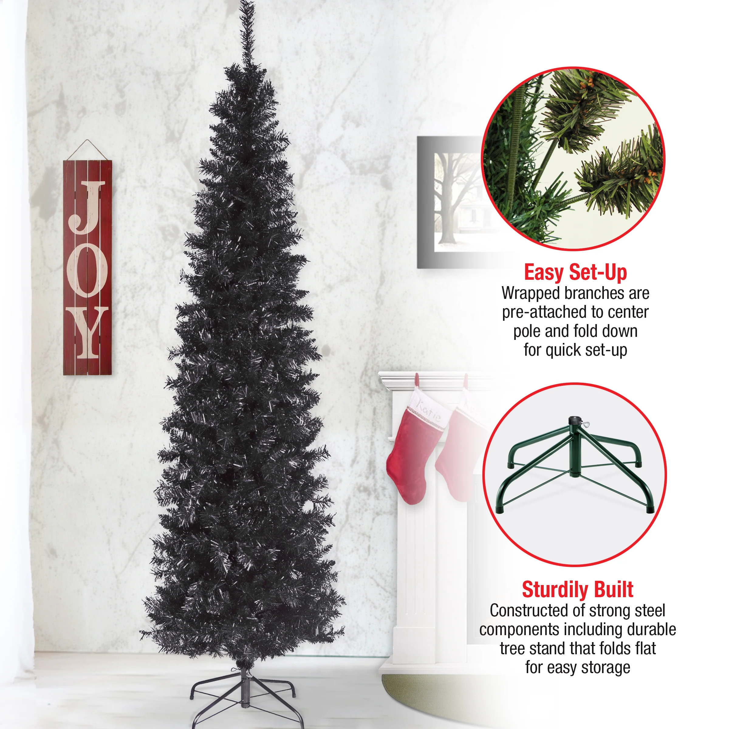 6 ft. Tinsel Collection Black Tree - Image 6