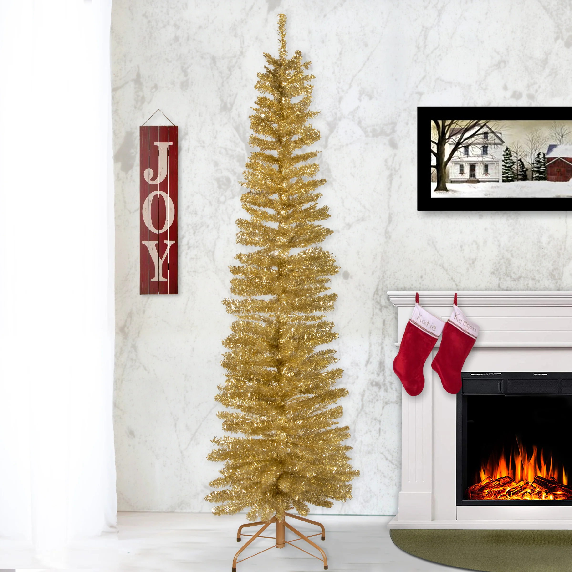 6 ft. Tinsel Collection Champagne Tree - Image 2