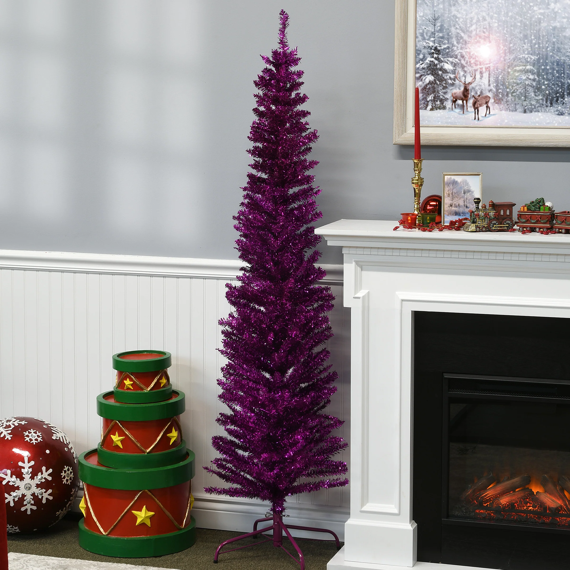6 ft. Tinsel Collection Purple Tree - Image 2