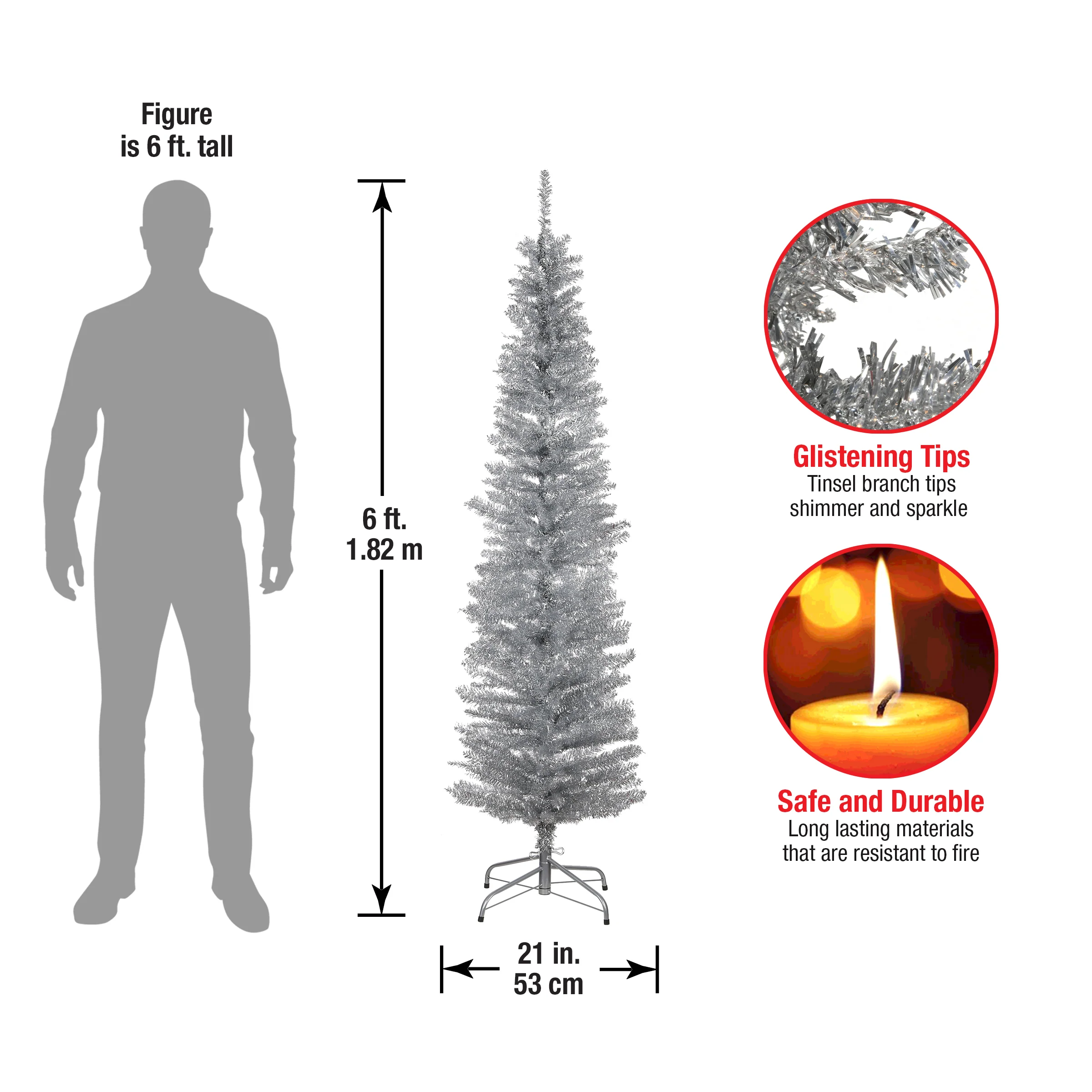 6 ft. Tinsel Collection Silver Tree - Image 8