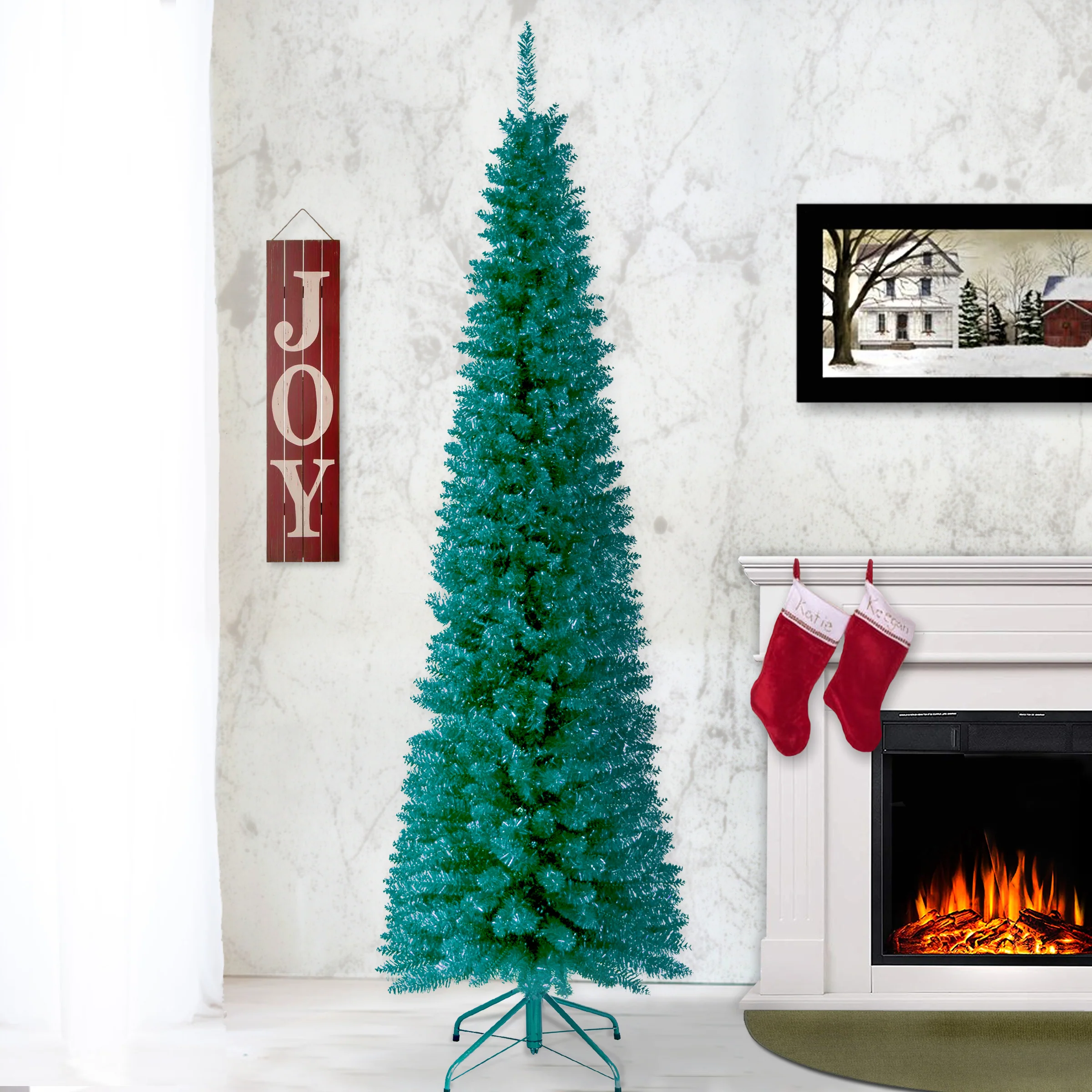 6 ft. Tinsel Collection Turquoise Tree - Image 2