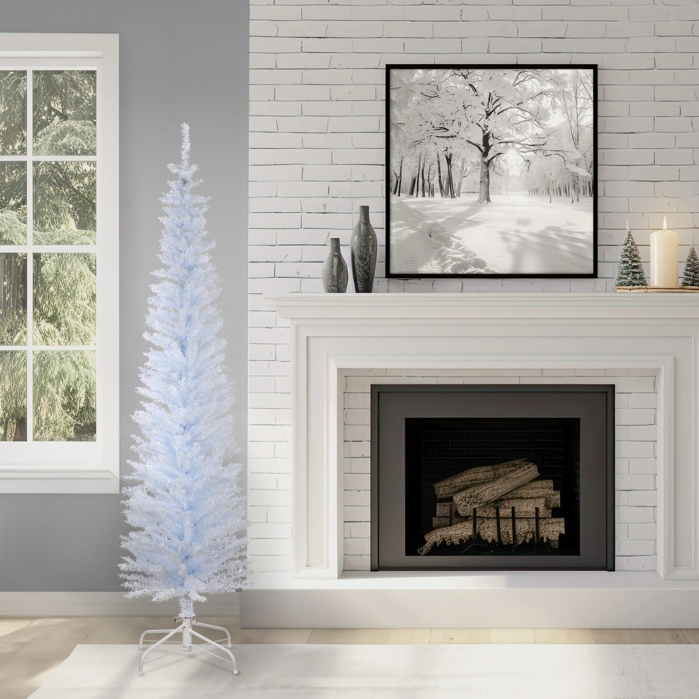6 ft. Tinsel Collection White Iridescent Tree - Image 2