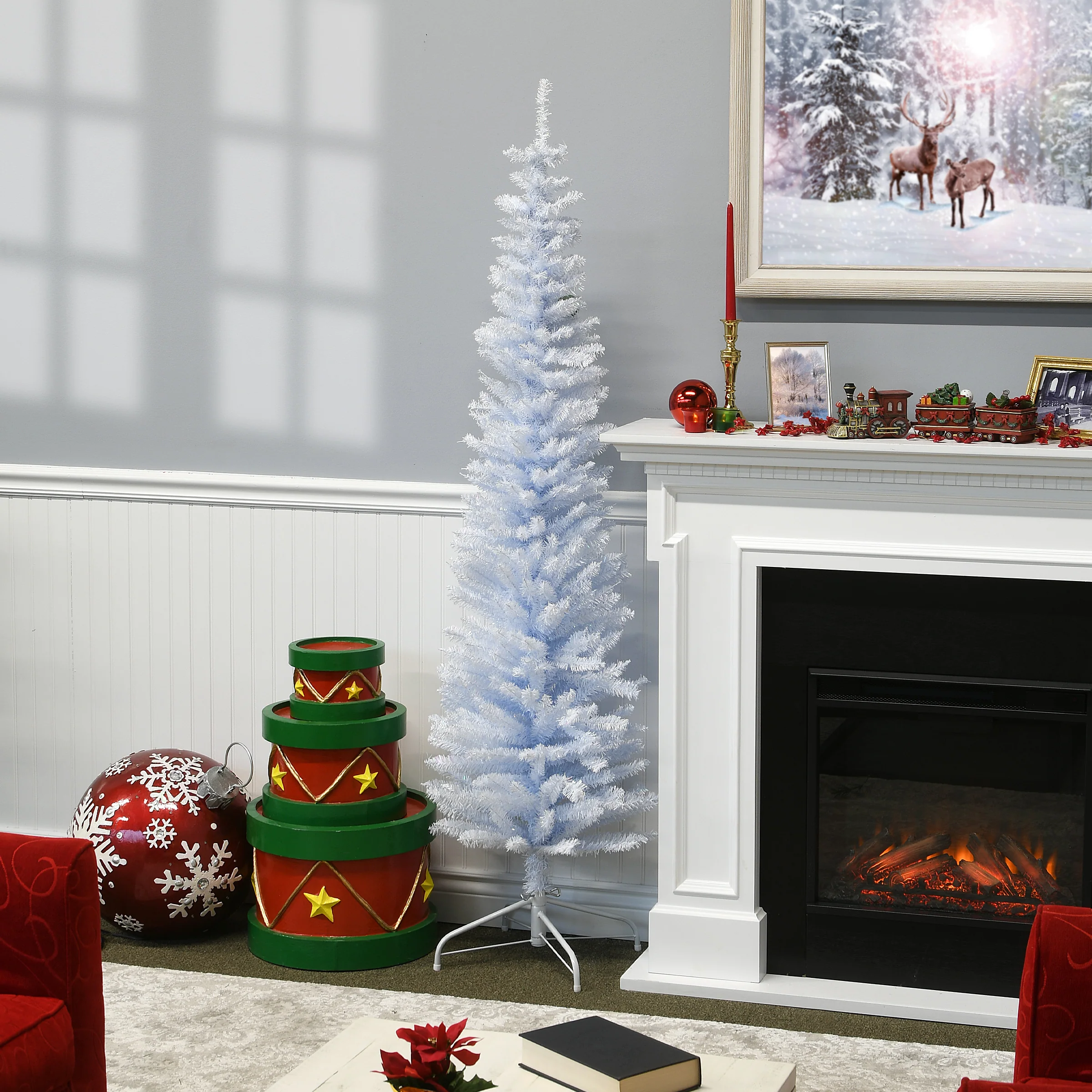 6 ft. Tinsel Collection White Iridescent Tree - Image 3