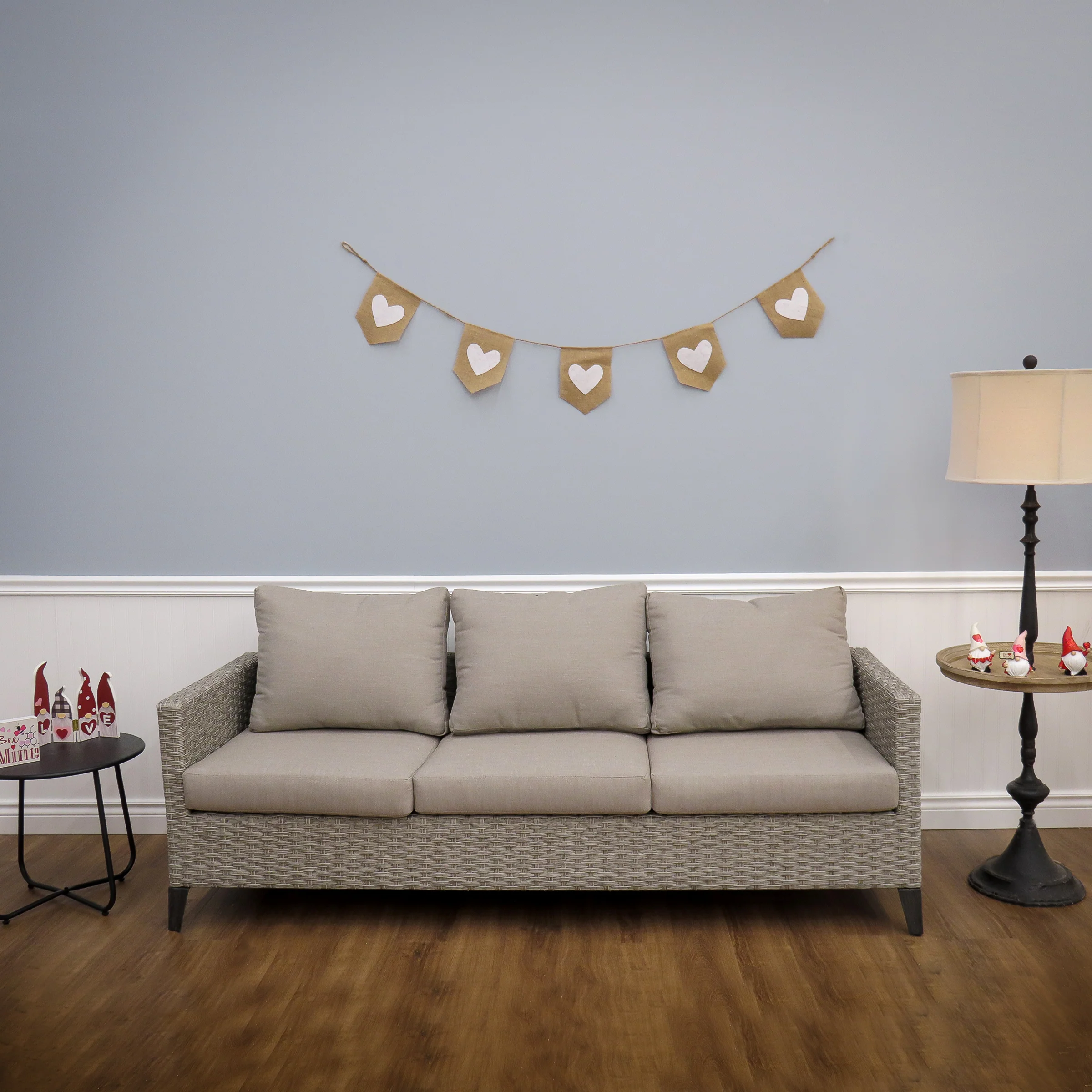 6 ft. Valentine's Jute Garland with Natural & White Hearts - Image 2