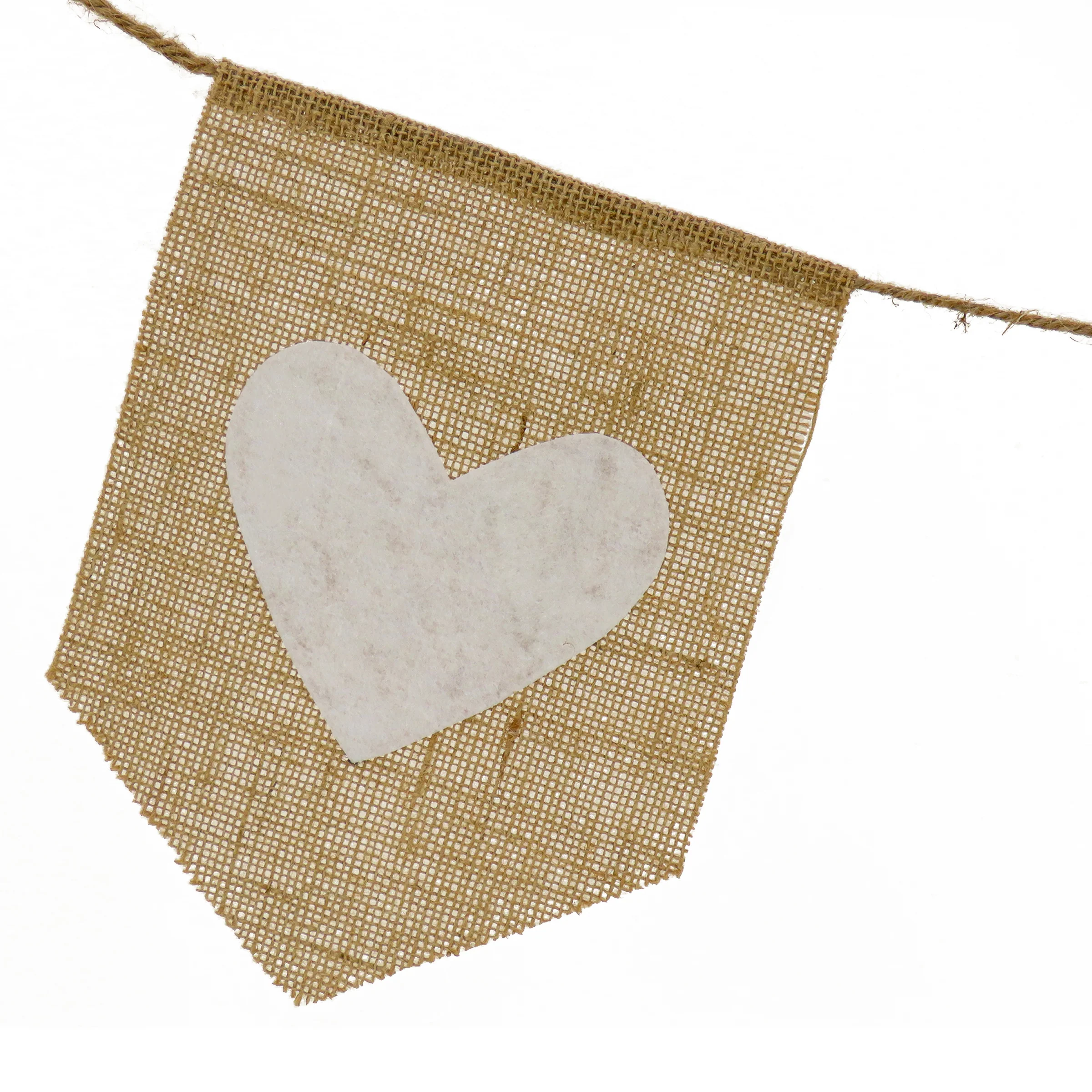 6 ft. Valentine's Jute Garland with Natural & White Hearts - Image 3
